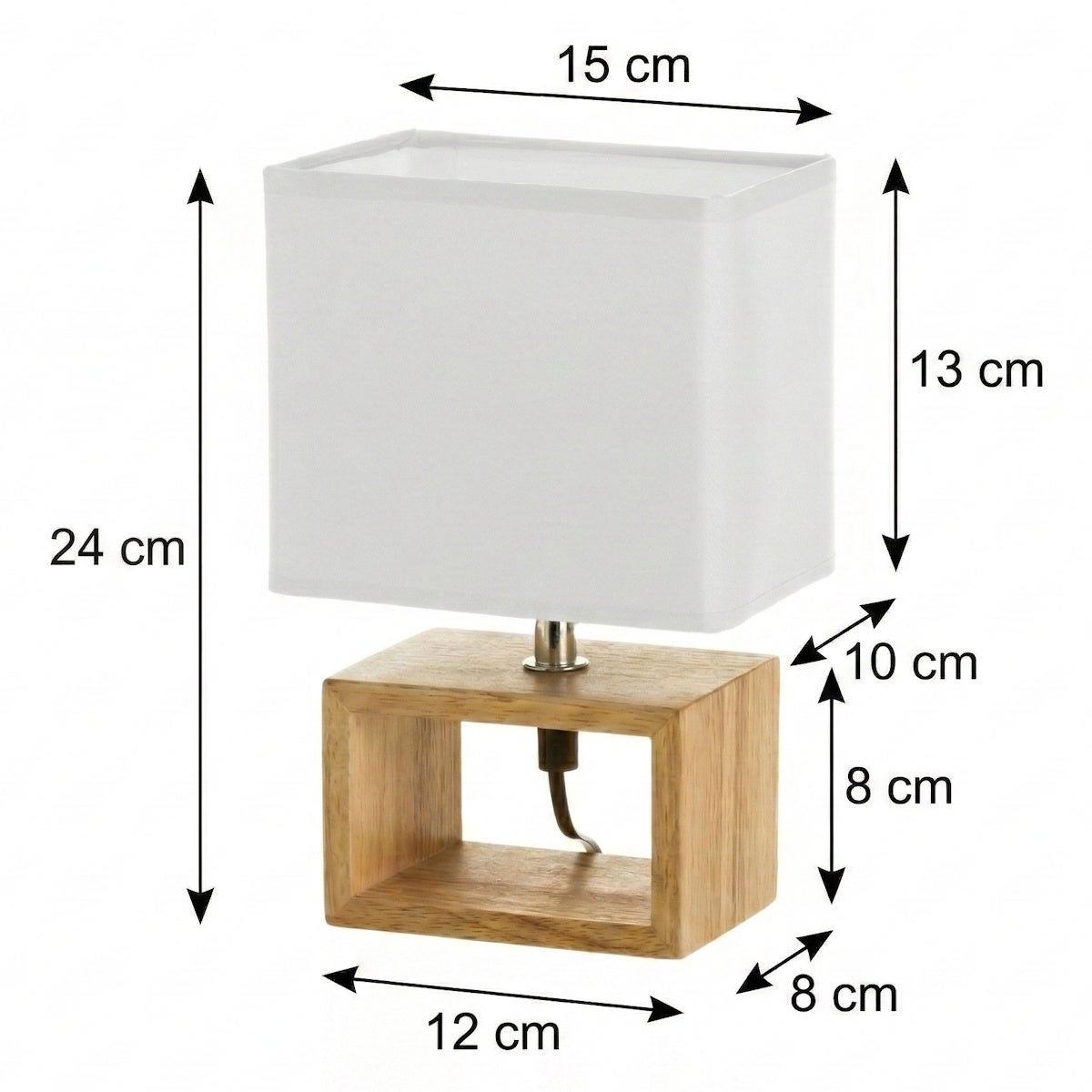 Lámpara de mesita de noche madera 24 cm