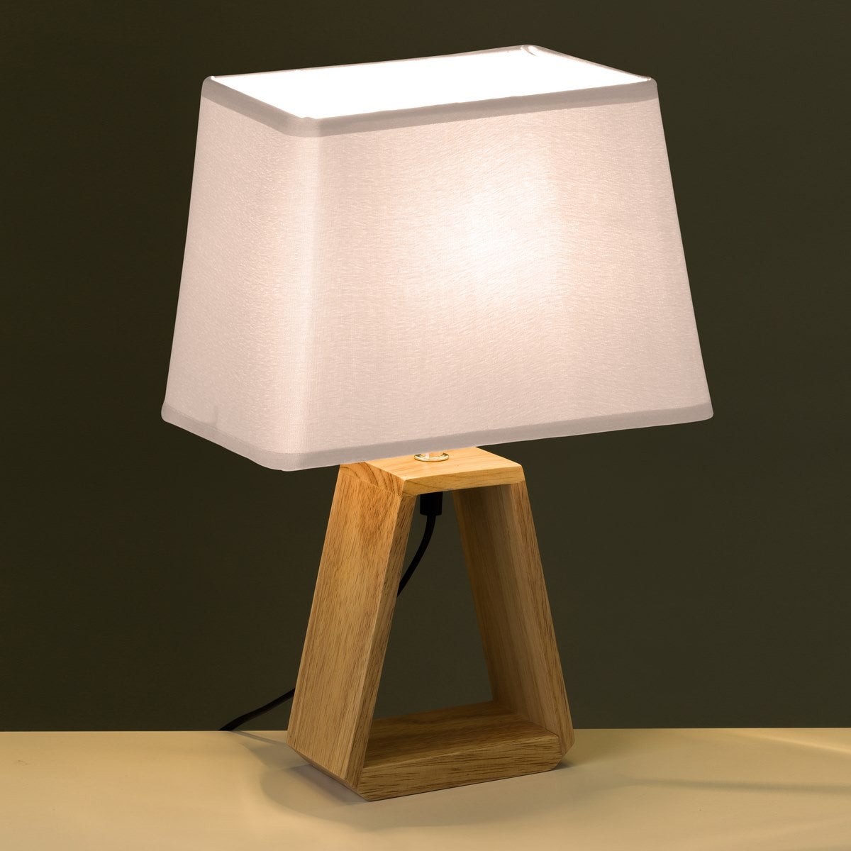 Lámpara de mesita de noche madera 41 cm