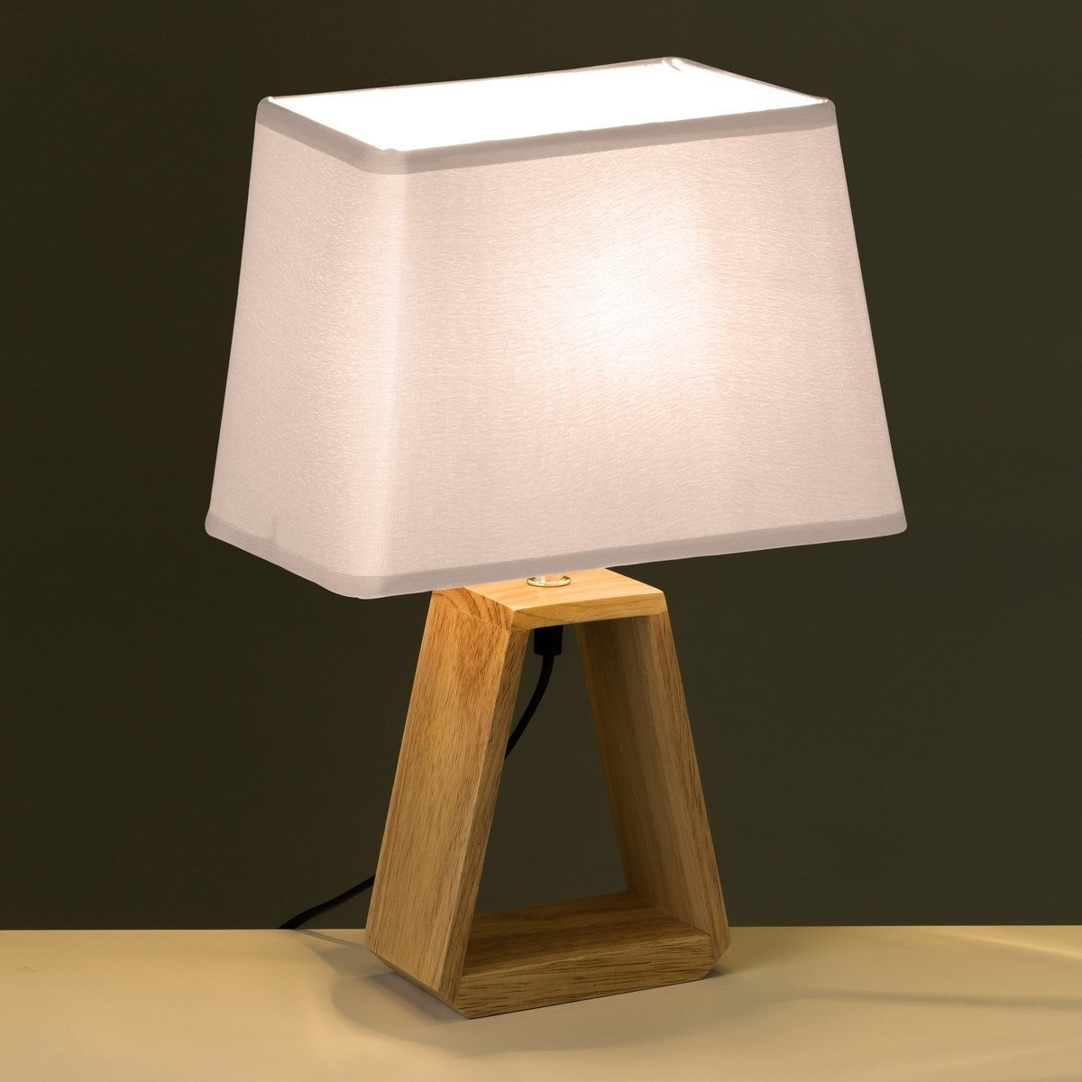 Lámpara de mesita de noche madera 41 cm