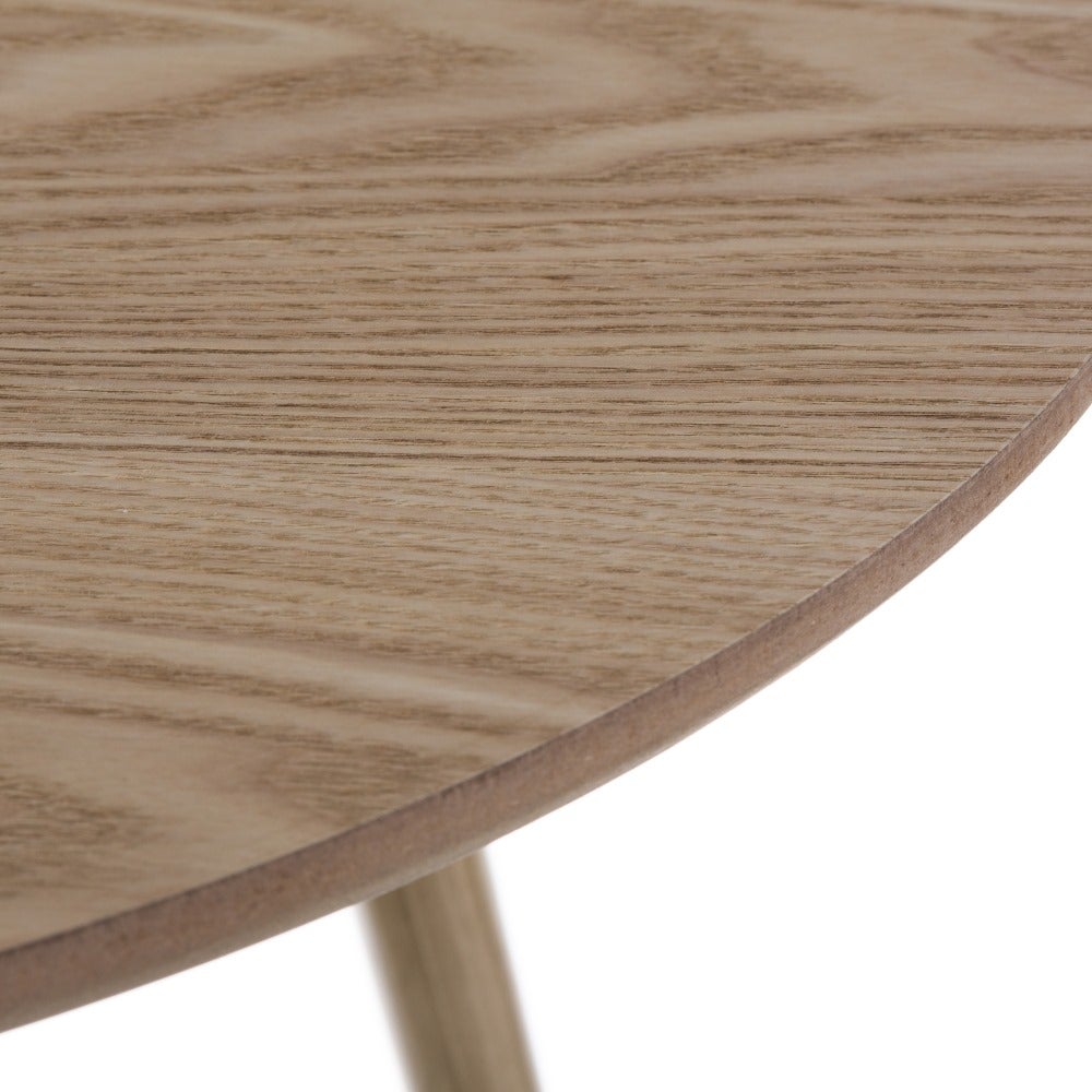 Mesa auxiliar redonda marrón de madera