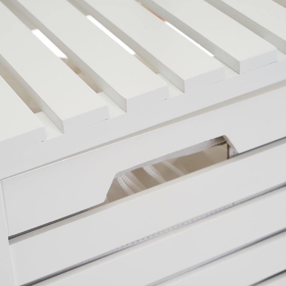 Cesto para la ropa sucia blanco con estante