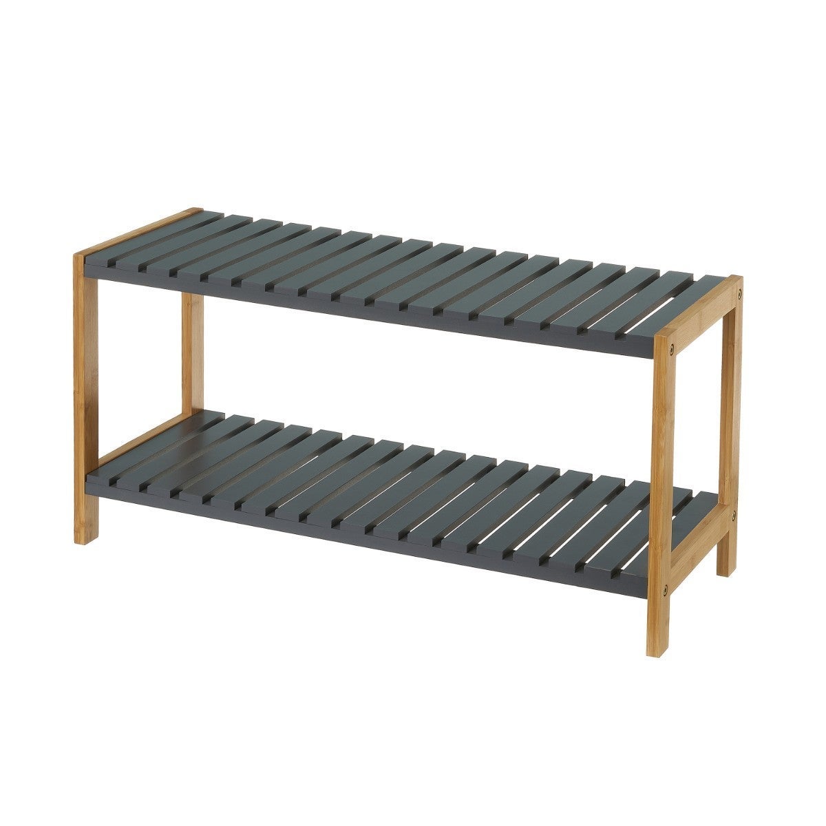 Zapatero de 2 baldas de bambú gris