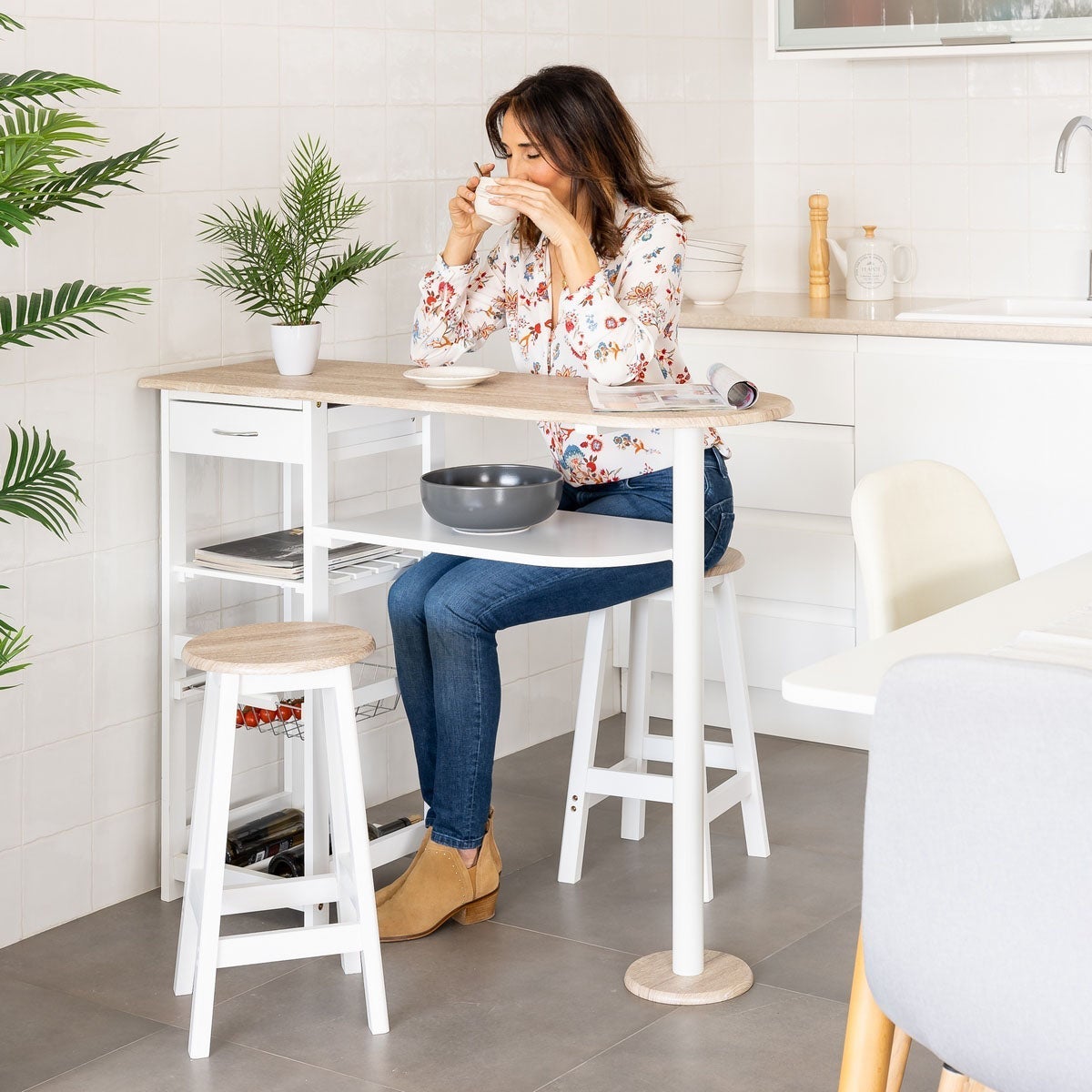 Taburete de cocina de madera de 54 cm