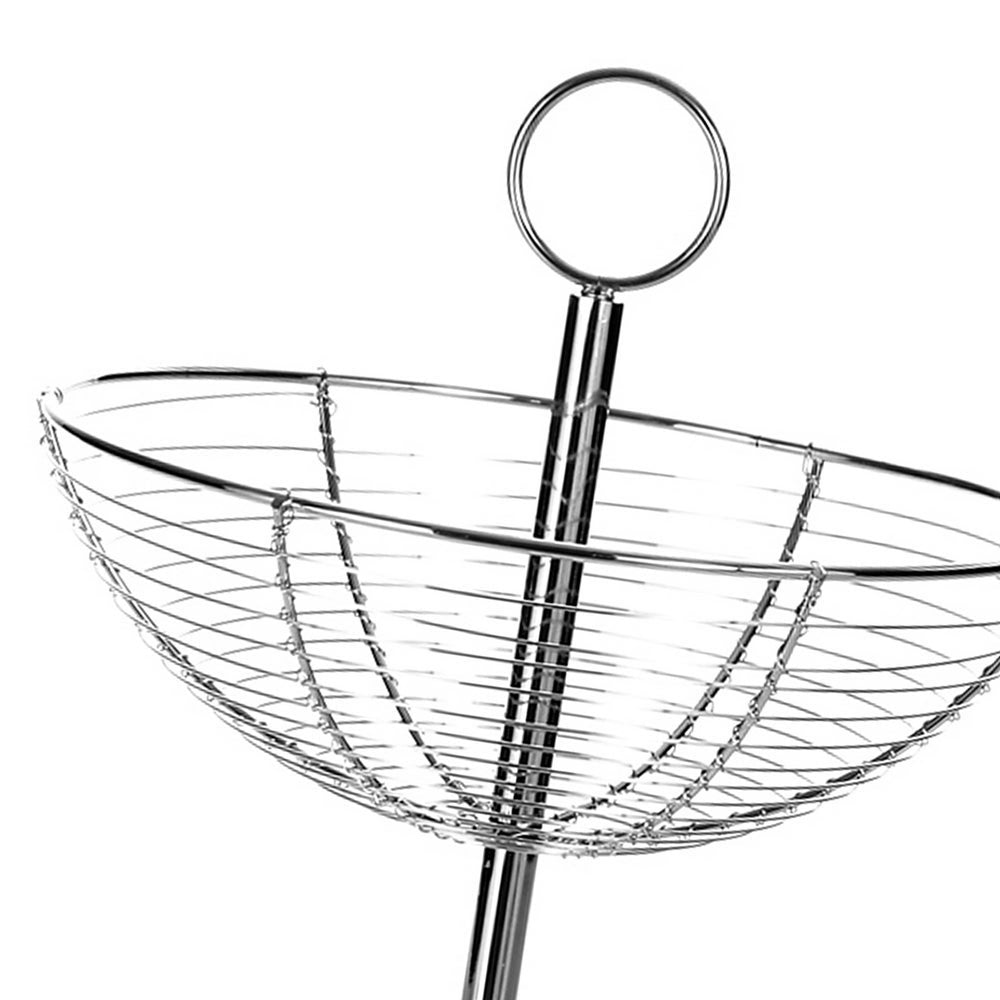 Frutero plateado de metal cromado de 2 alturas