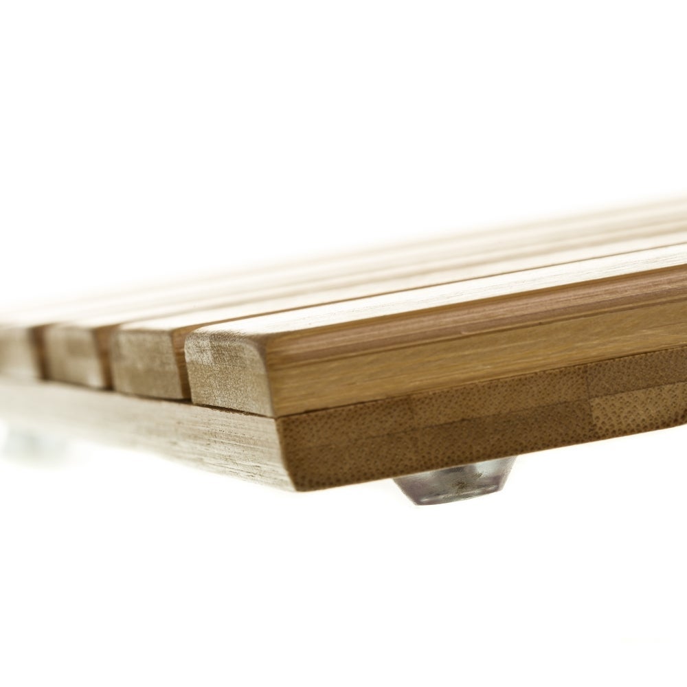 Tarima de ducha antideslizante de lamas de bambú natural de 35x53 cm
