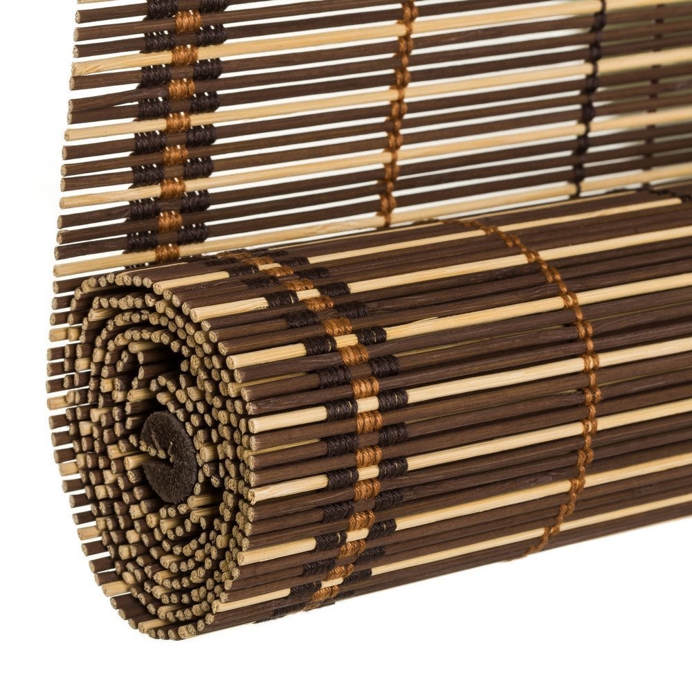 Estor enrollable marrón de varillas de bambú de 180x120 cm