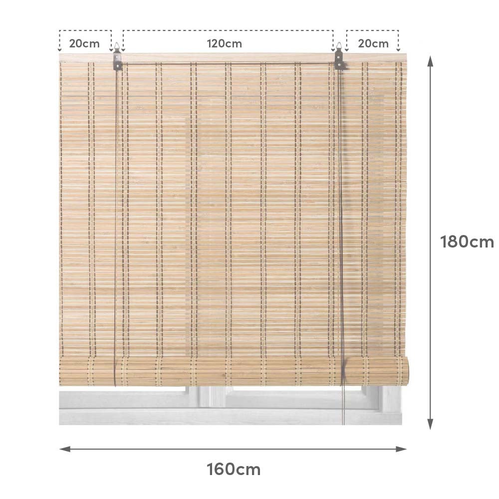 Estor enrollable beige de varillas de bambú de 160x180 cm