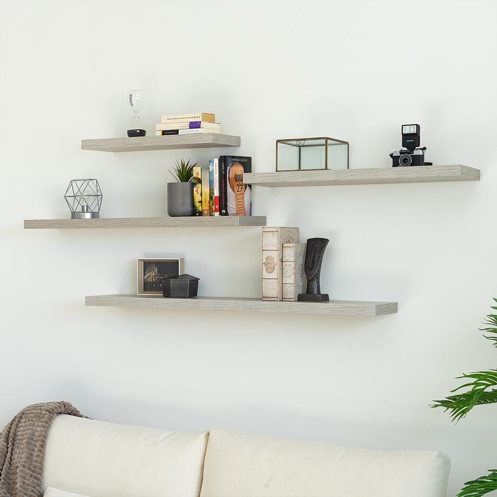 Estante de pared flotante gris de 60 cm