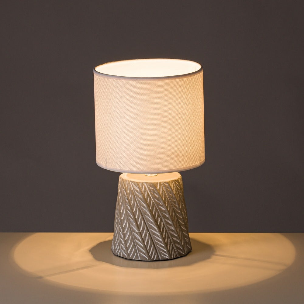 Lámpara de mesa de cemento gris cilíndrico