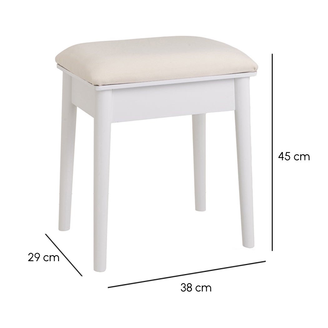 Banqueta para tocador blanca