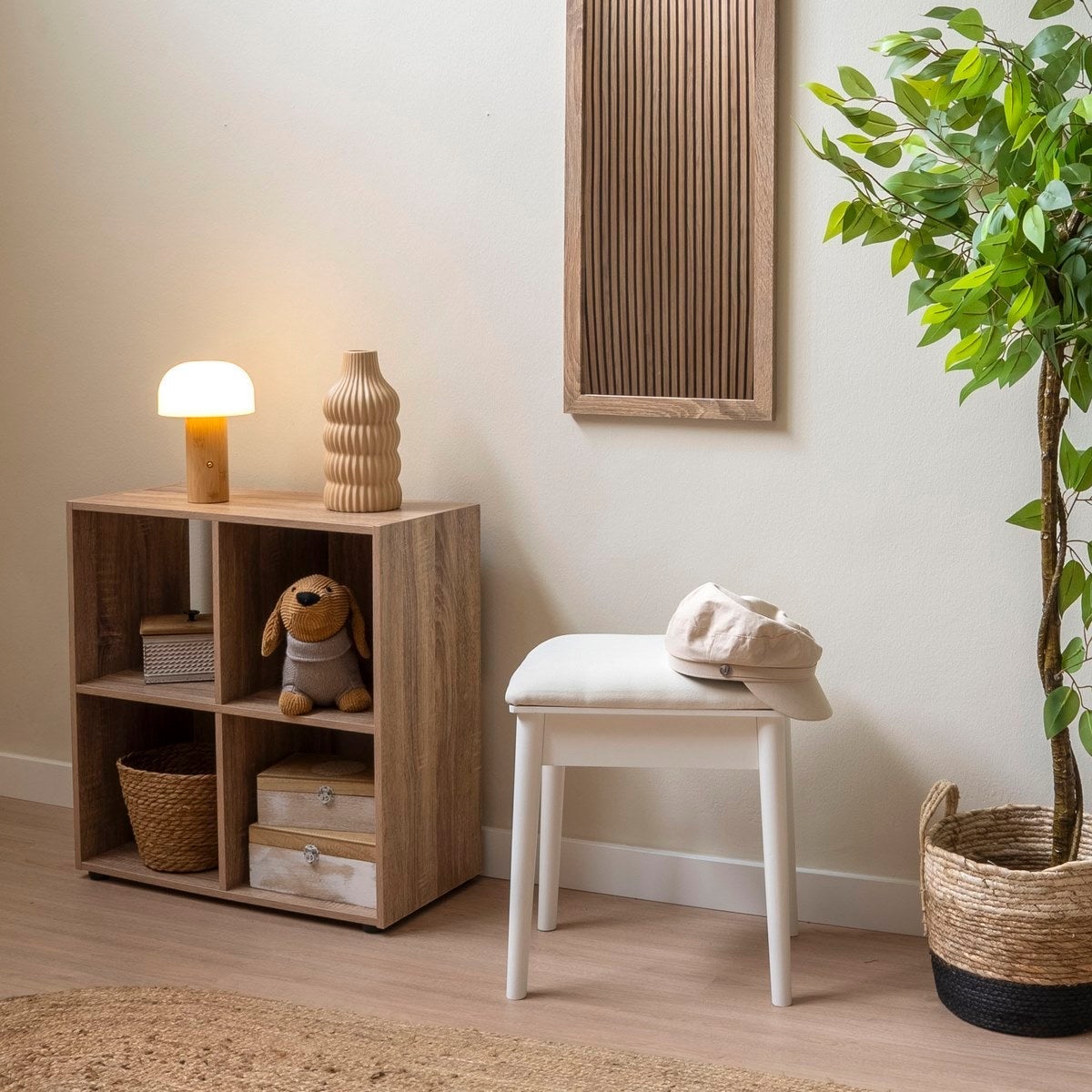 Banqueta para tocador blanca