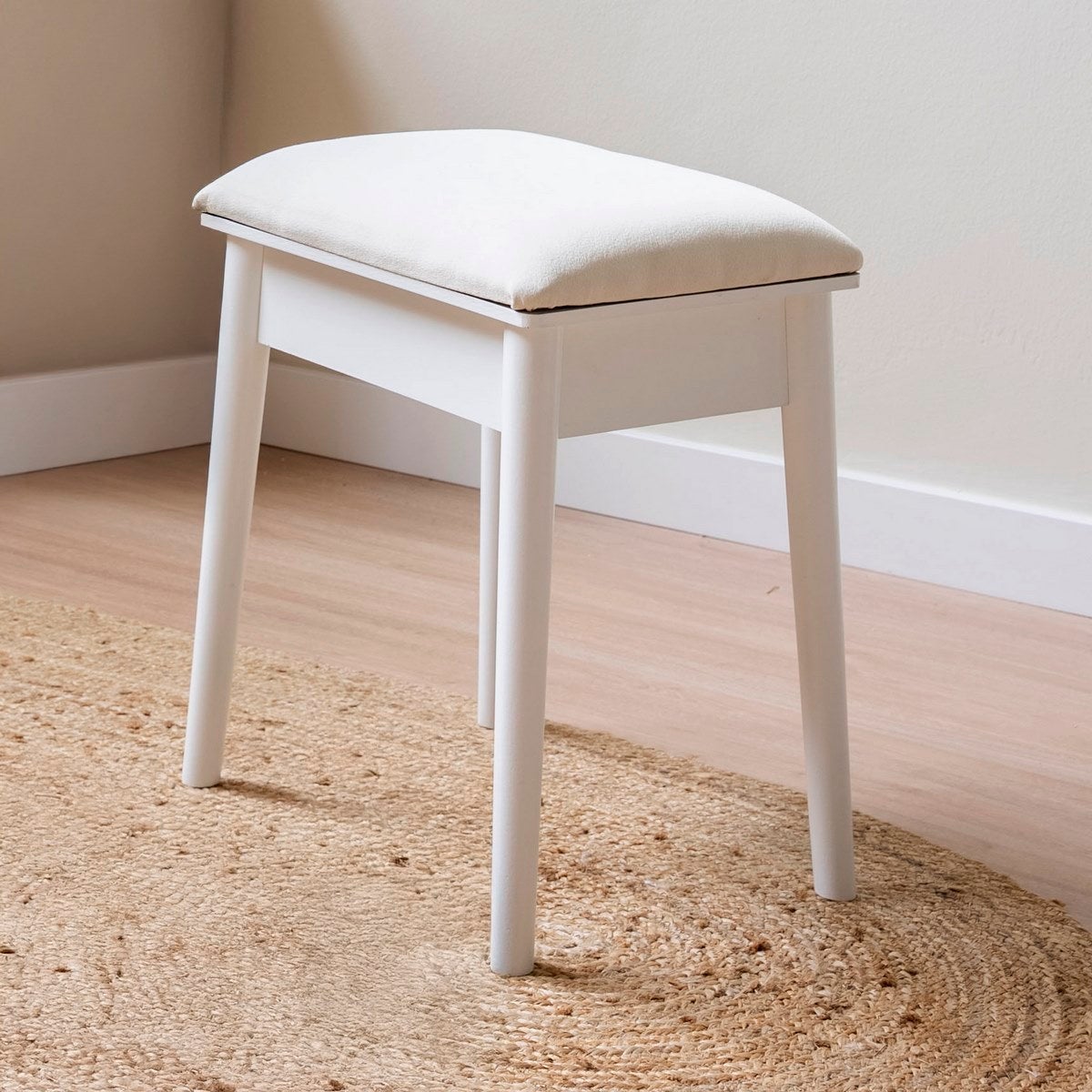 Banqueta para tocador blanca
