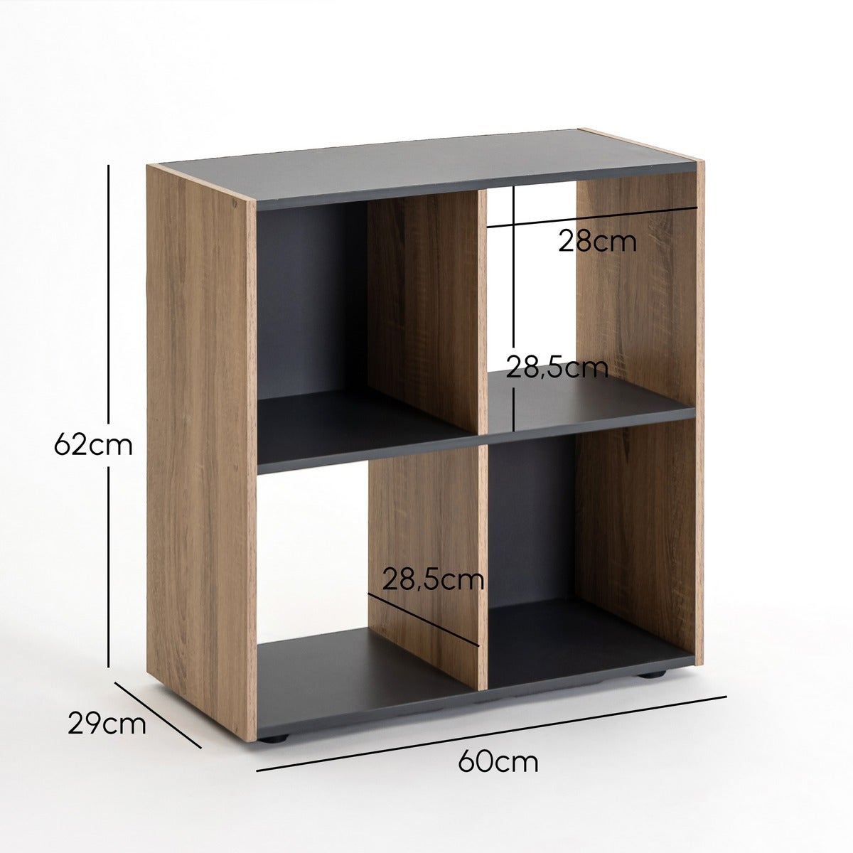Estantería cubo gris y natural de 60x62 cm