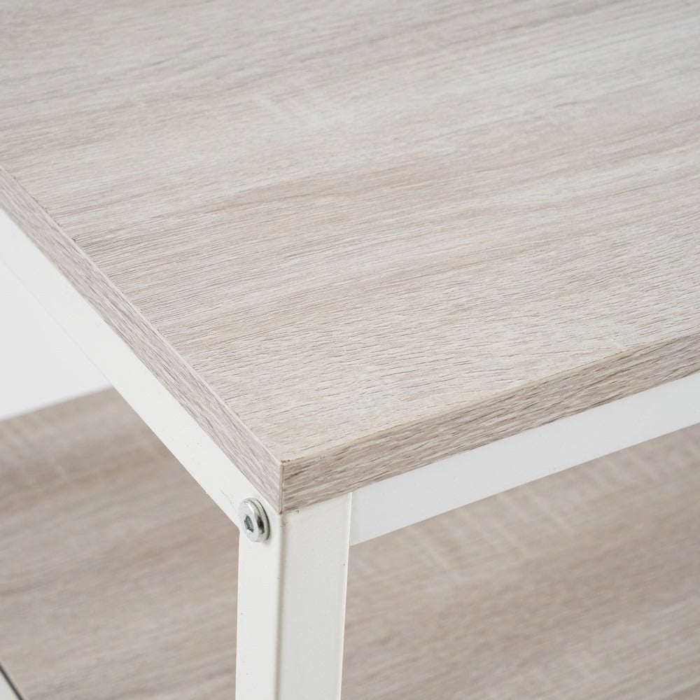 Mueble TV de madera y metal blanco con 2 cajones