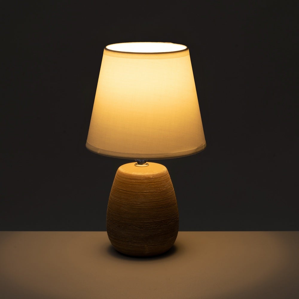 Lámpara de mesa de cerámica marrón