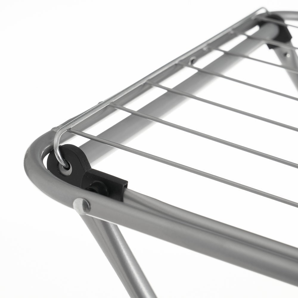 Tendedero plegable con alas gris de metal de 182x95x47 cm