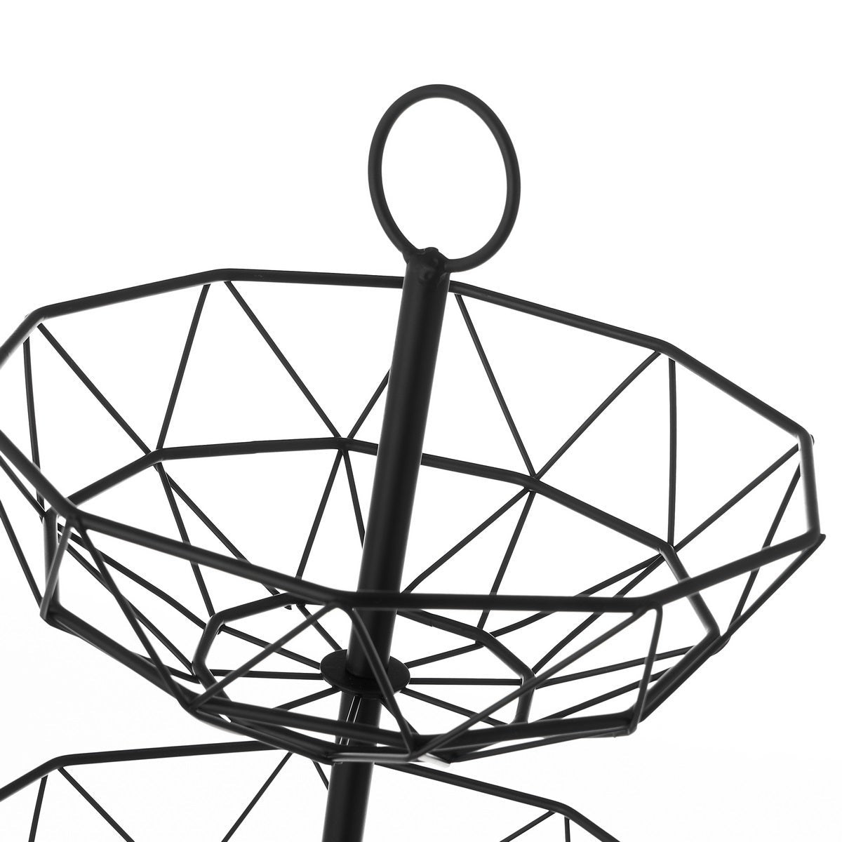 Frutero geométrico de 2 alturas negro de metal de Ø 29x38 cm -
