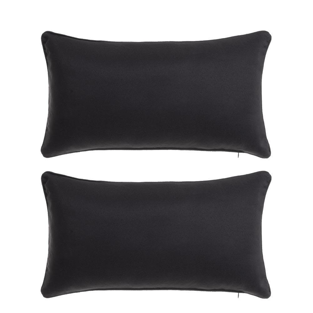 2 cojines lisos negros de tela de loneta de 50x30 cm con relleno