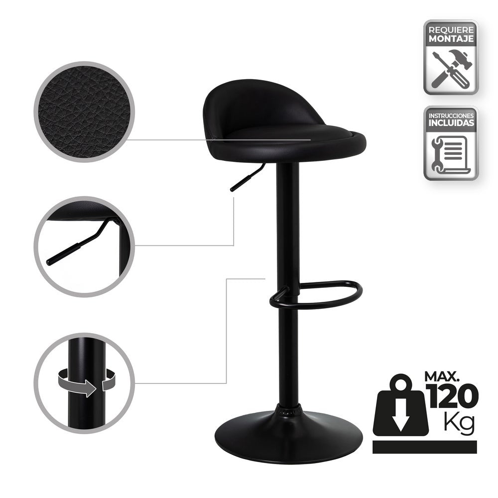2 taburetes giratorios negros