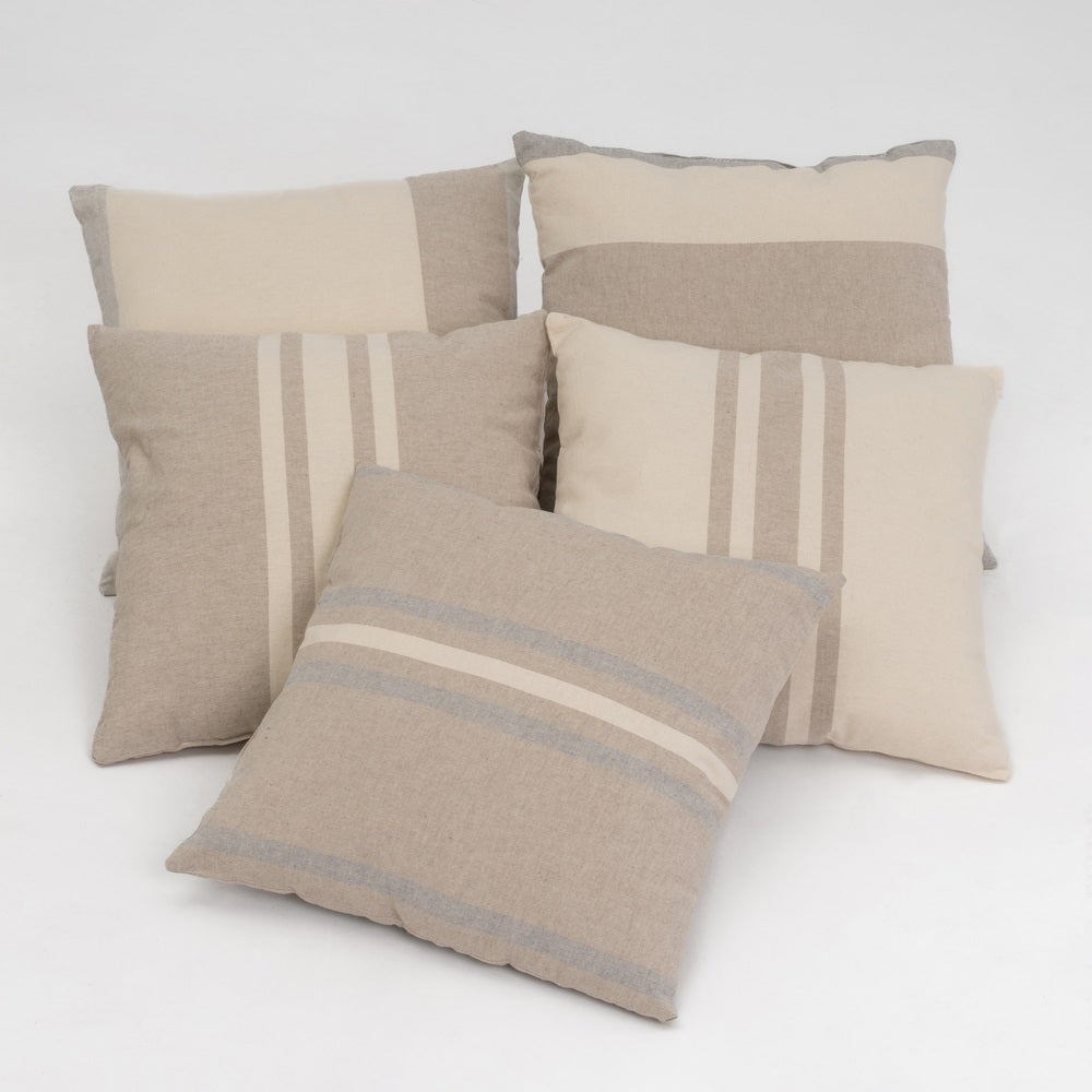 Set de 5 cojines beige y marrón de 45x45 cm con relleno