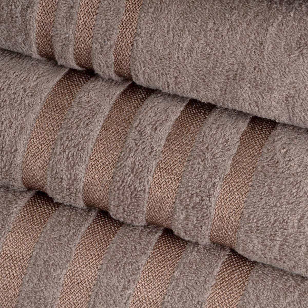 Set 12 Toallas Mano 100x50cm 100% Algodón 450g Marrón