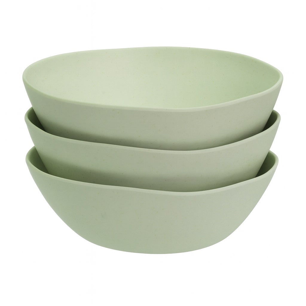 Juego de 3 ensaladeras de melamina verde de 23 cm