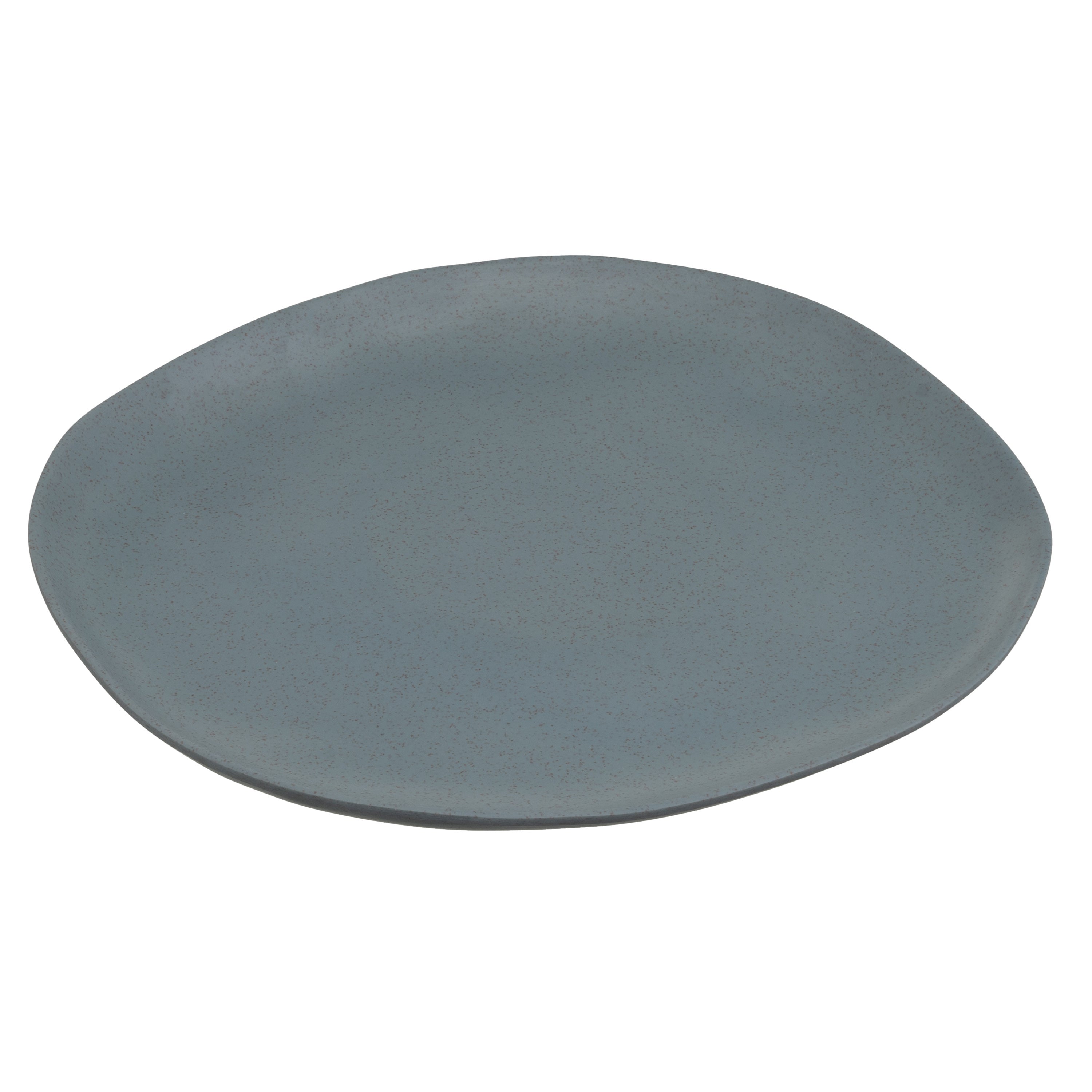 Juego de 12 platos llanos de melamina azul de 28 cm