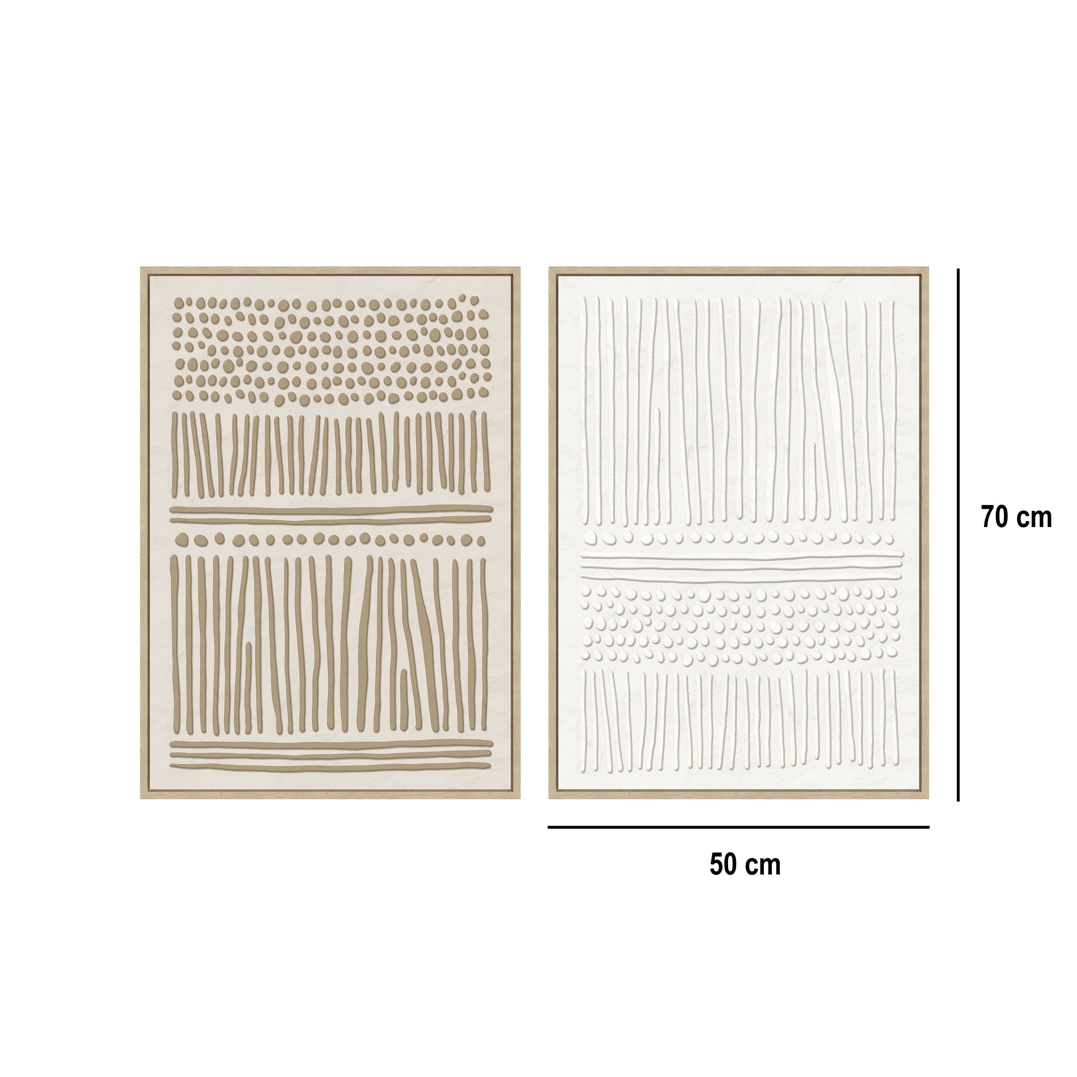 Set 2 cuadros abstractos decorativos beige