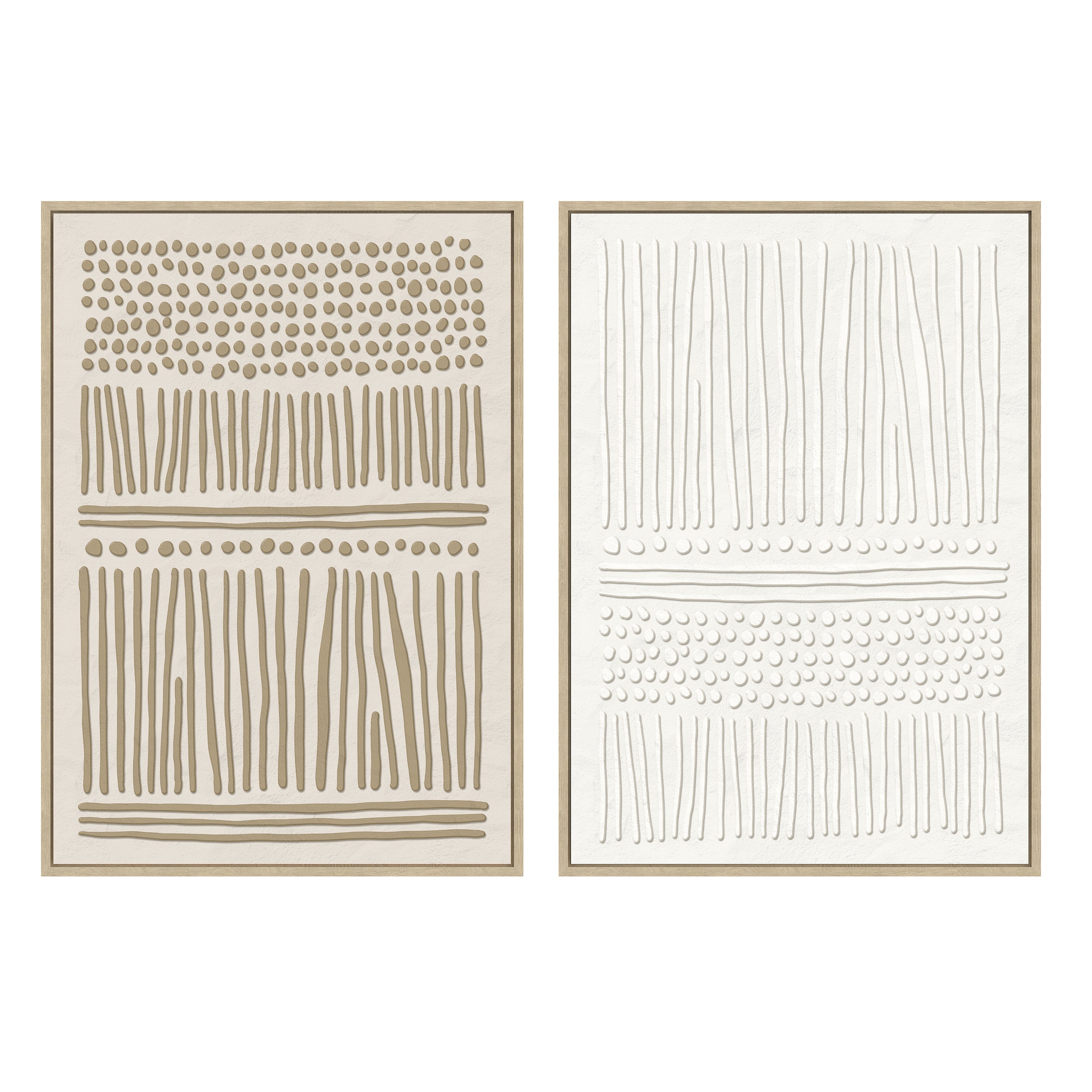 Set 2 cuadros abstractos decorativos beige