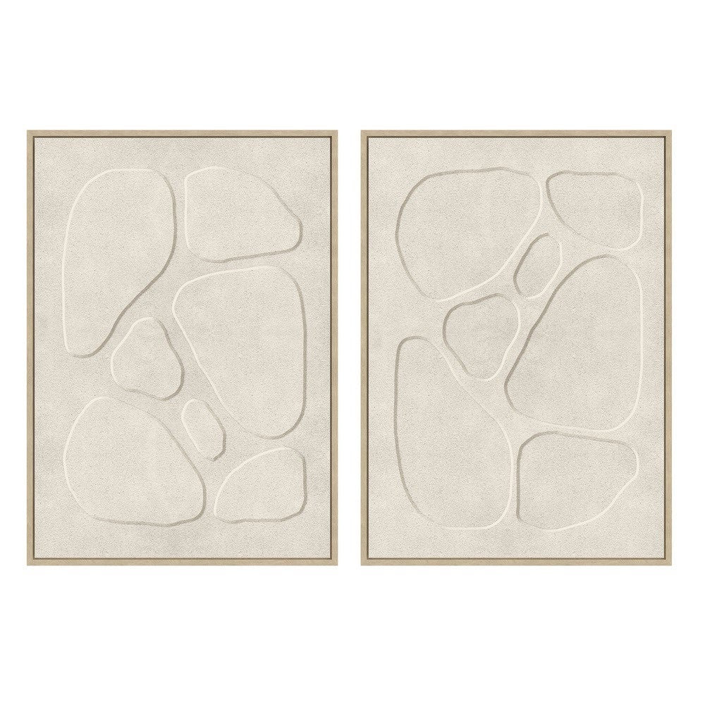 Set 2 cuadros abstractos decorativos beige
