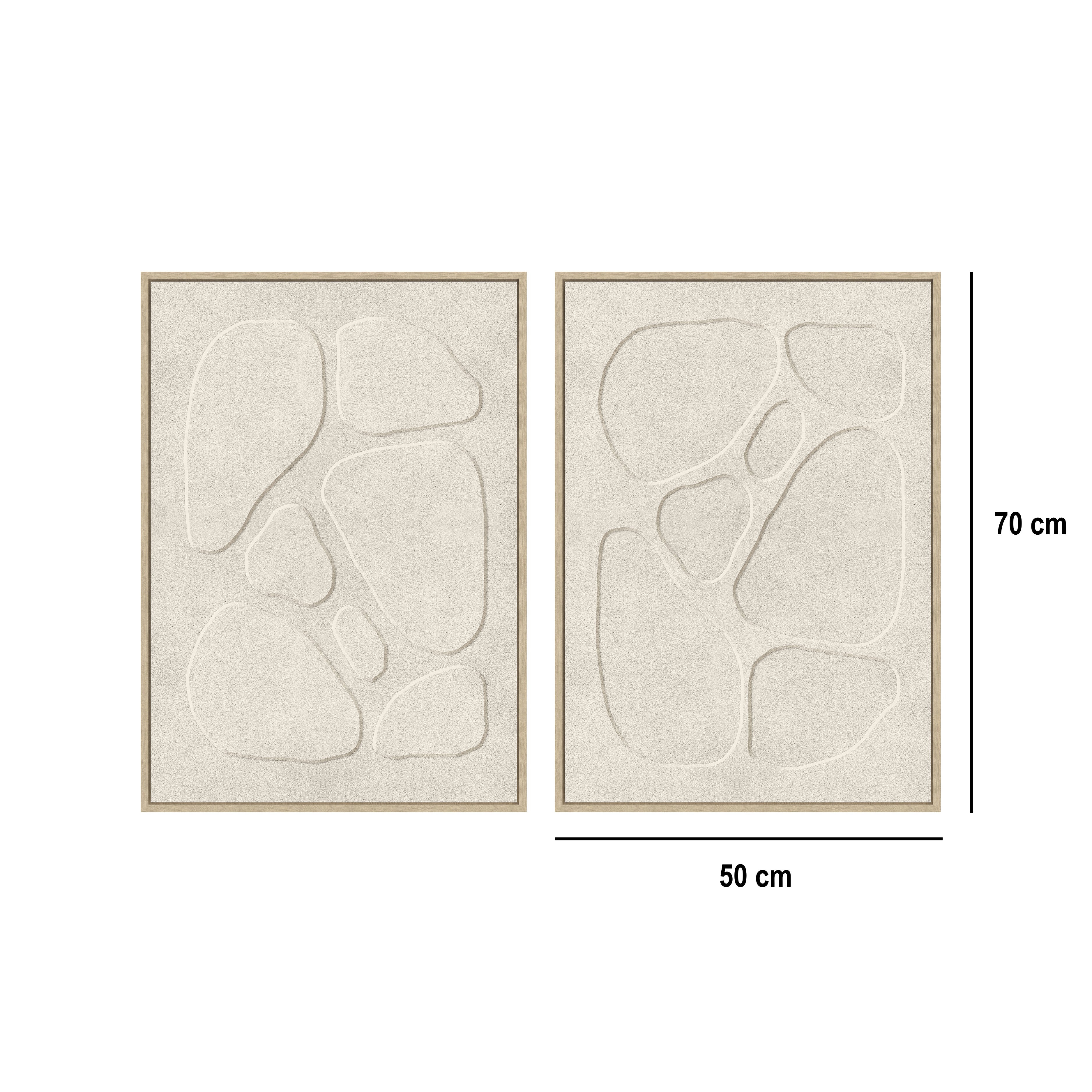 Set 2 cuadros abstractos decorativos beige