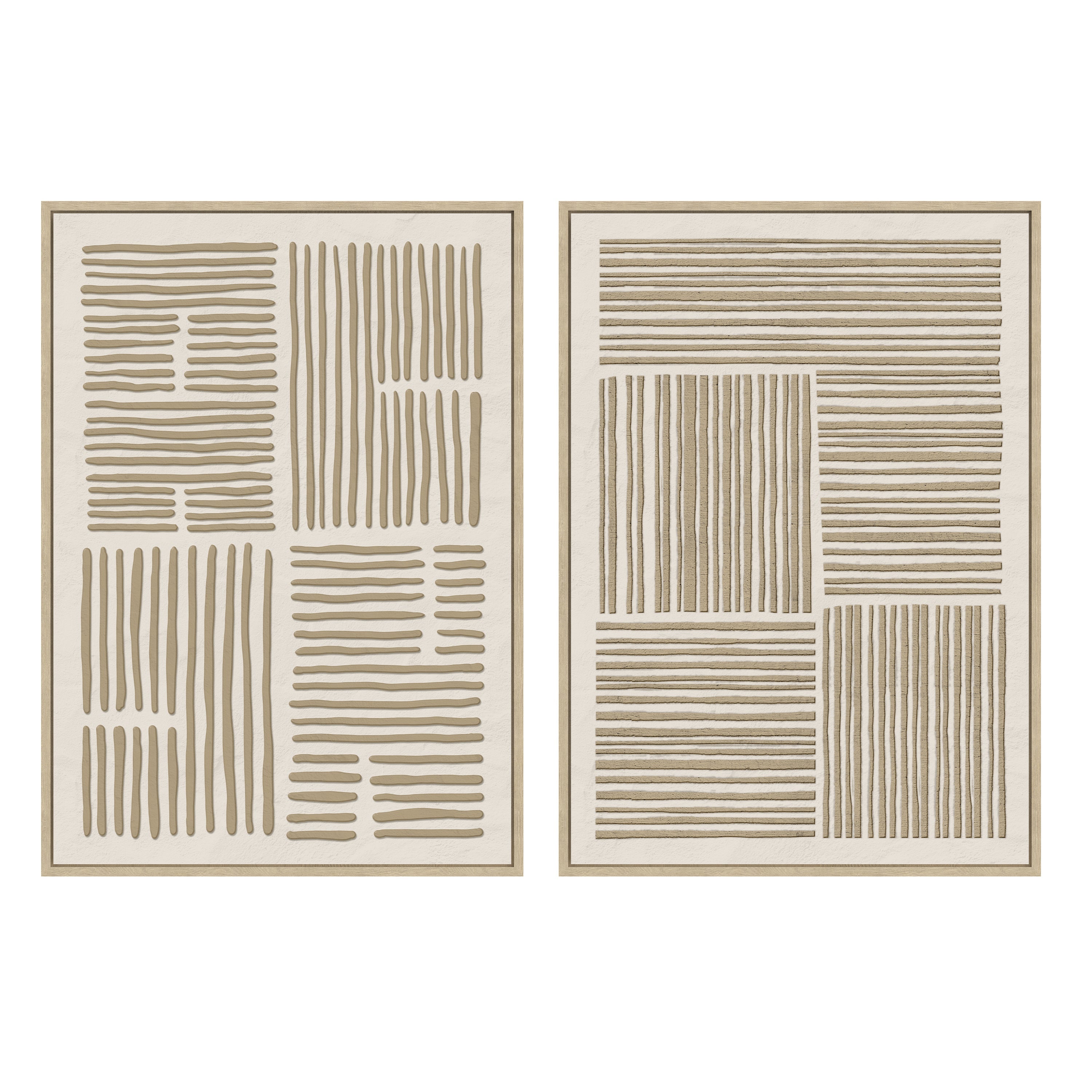Set 2 cuadros abstractos decorativos beige
