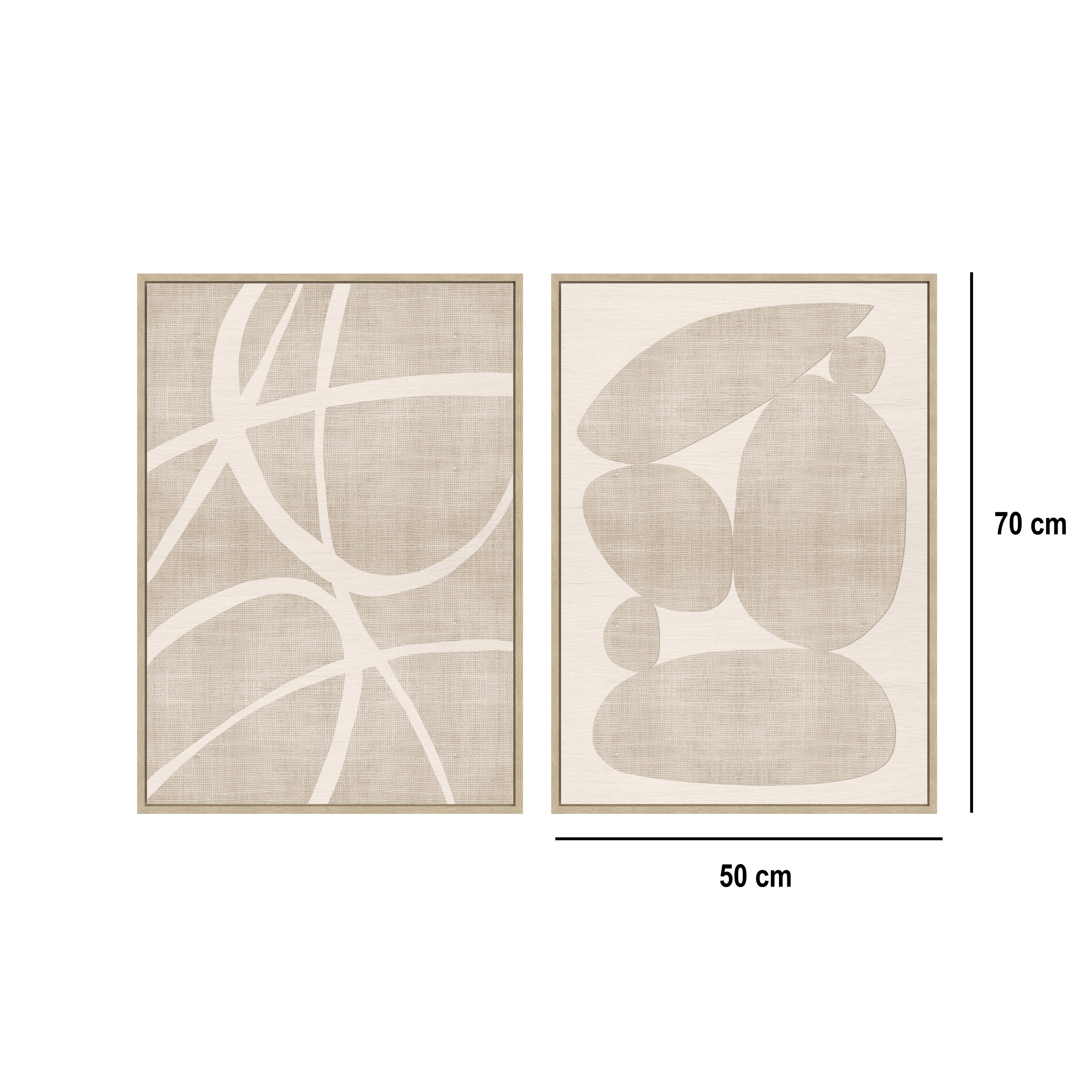 Set 2 cuadros abstractos decorativos beige