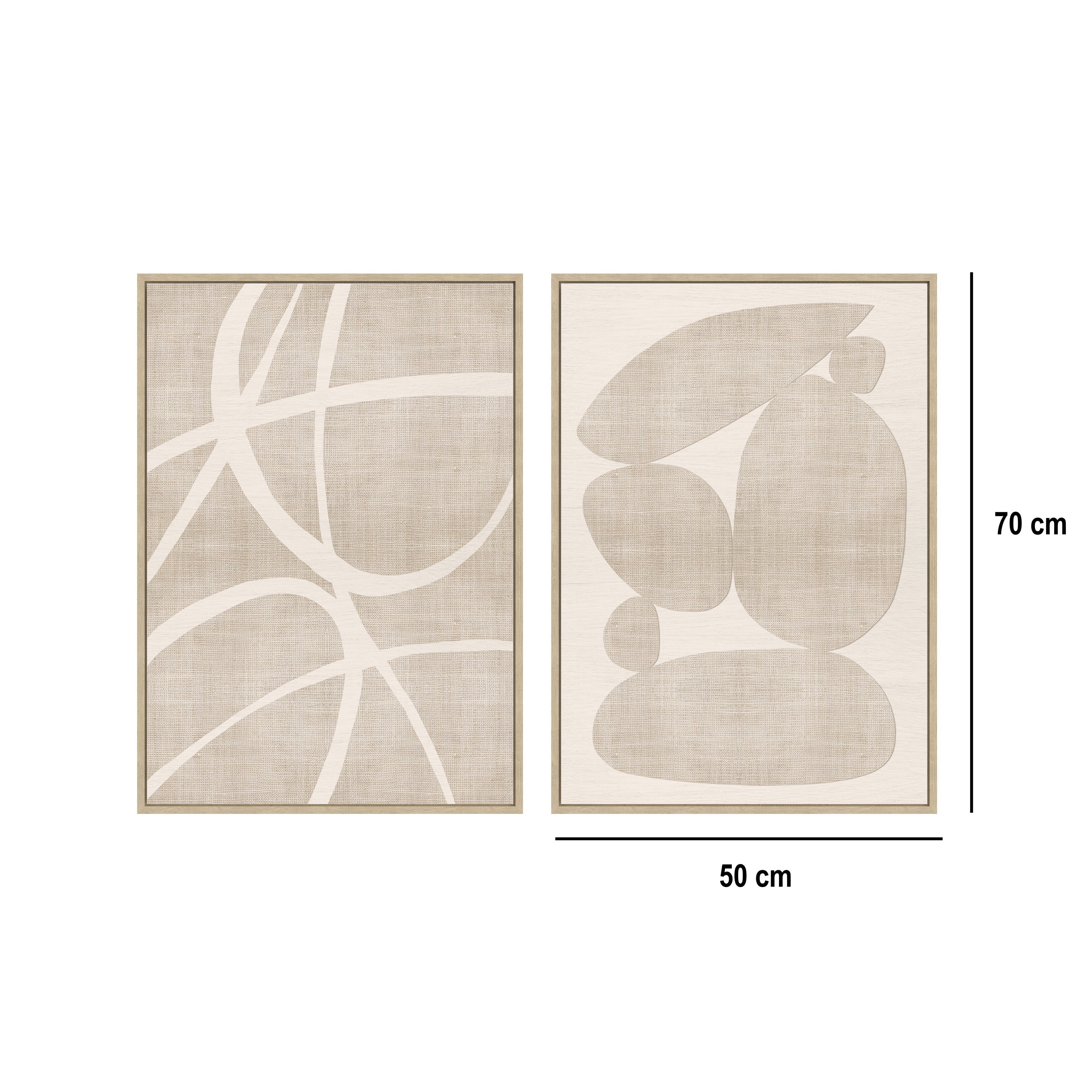 Set 2 cuadros abstractos decorativos beige