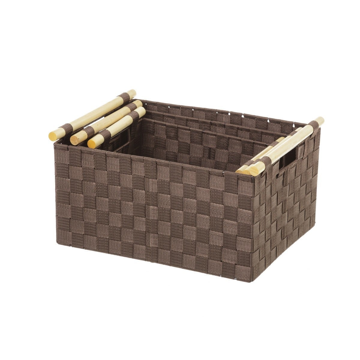 Set de 3 cestas de tela marrón