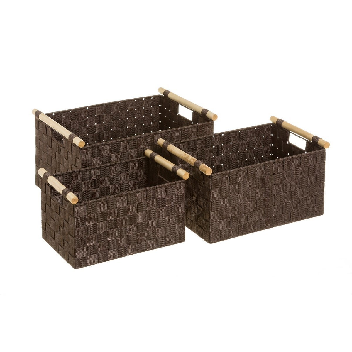 Set de 3 cestas de tela marrón