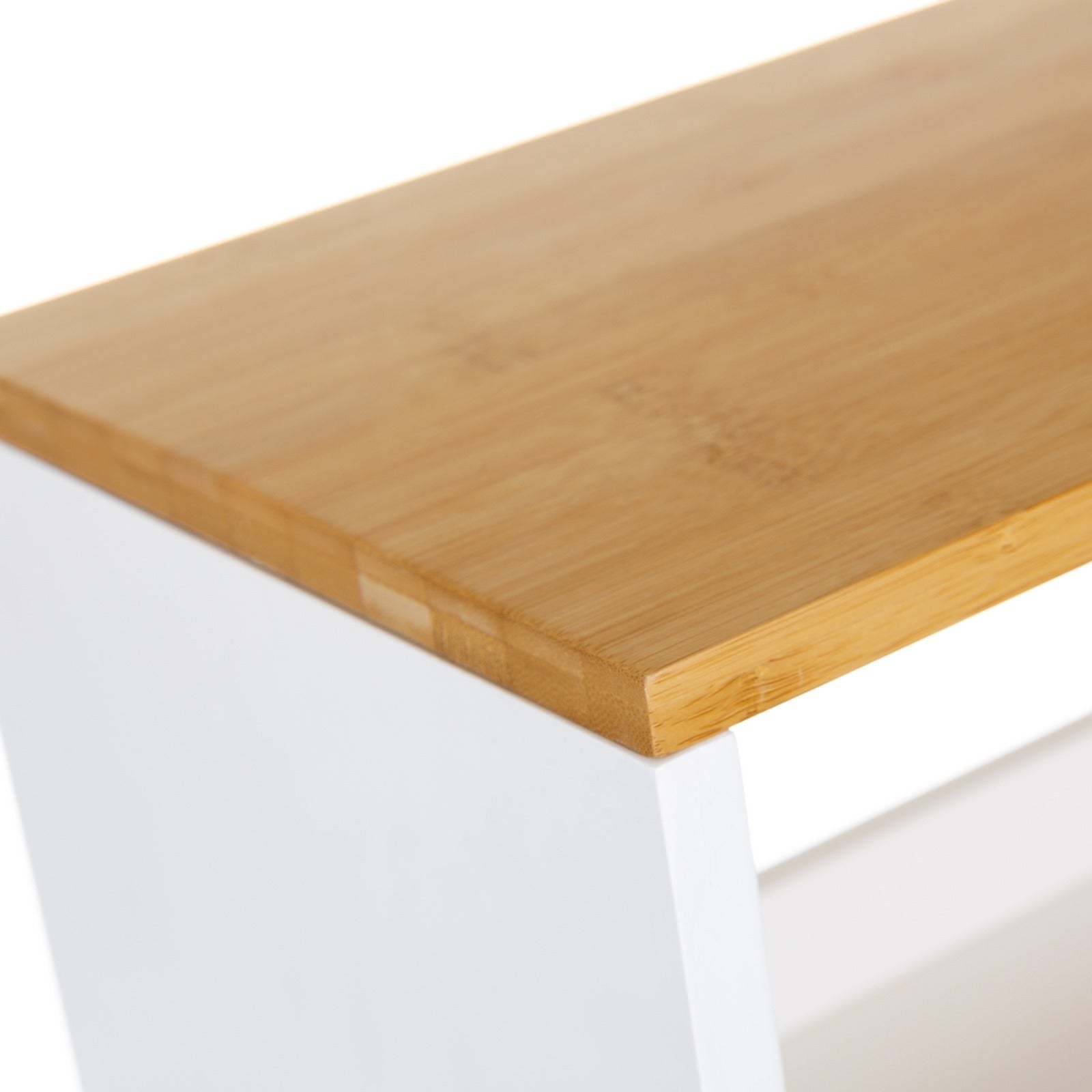 Carro estantería con ruedas de madera blanco y natural de 48x24x77 cm