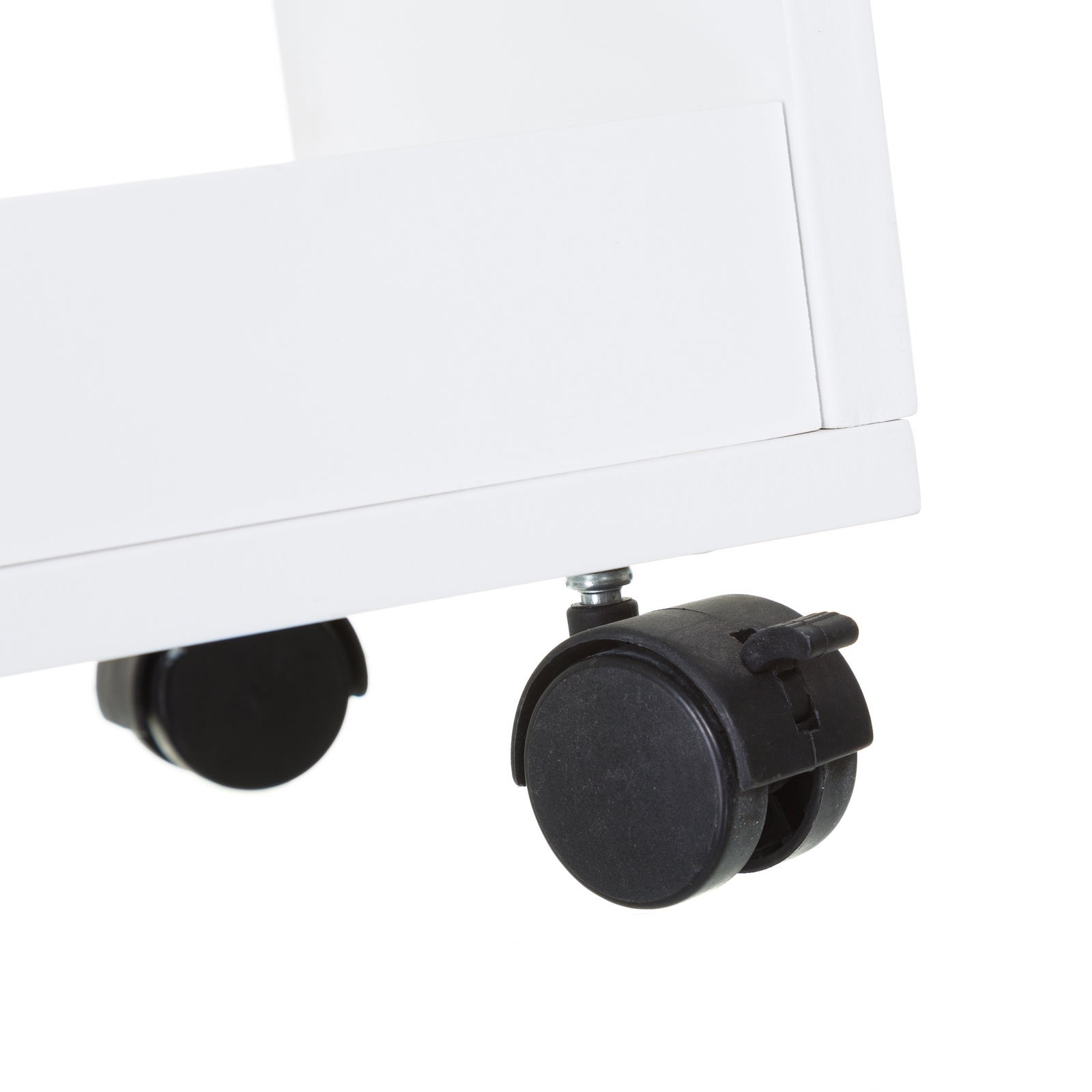 Carro estantería con ruedas de madera blanco y natural de 48x24x77 cm