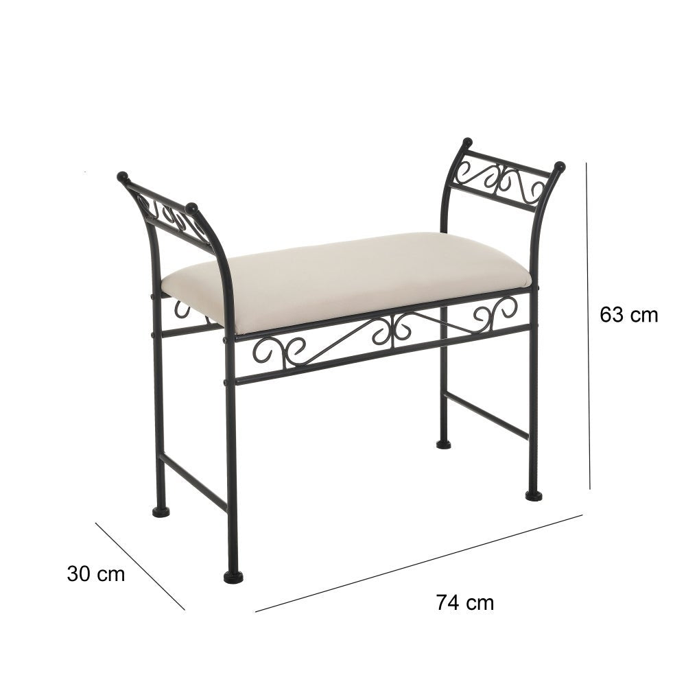 Banqueta pie de cama metálica negra