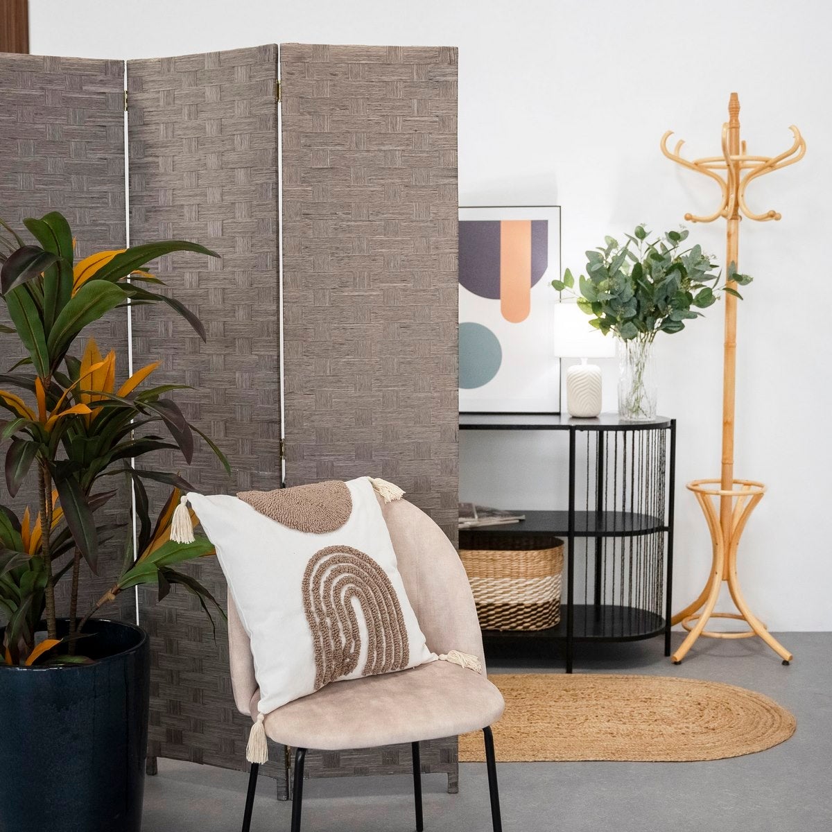 Biombo plegable laminado gris