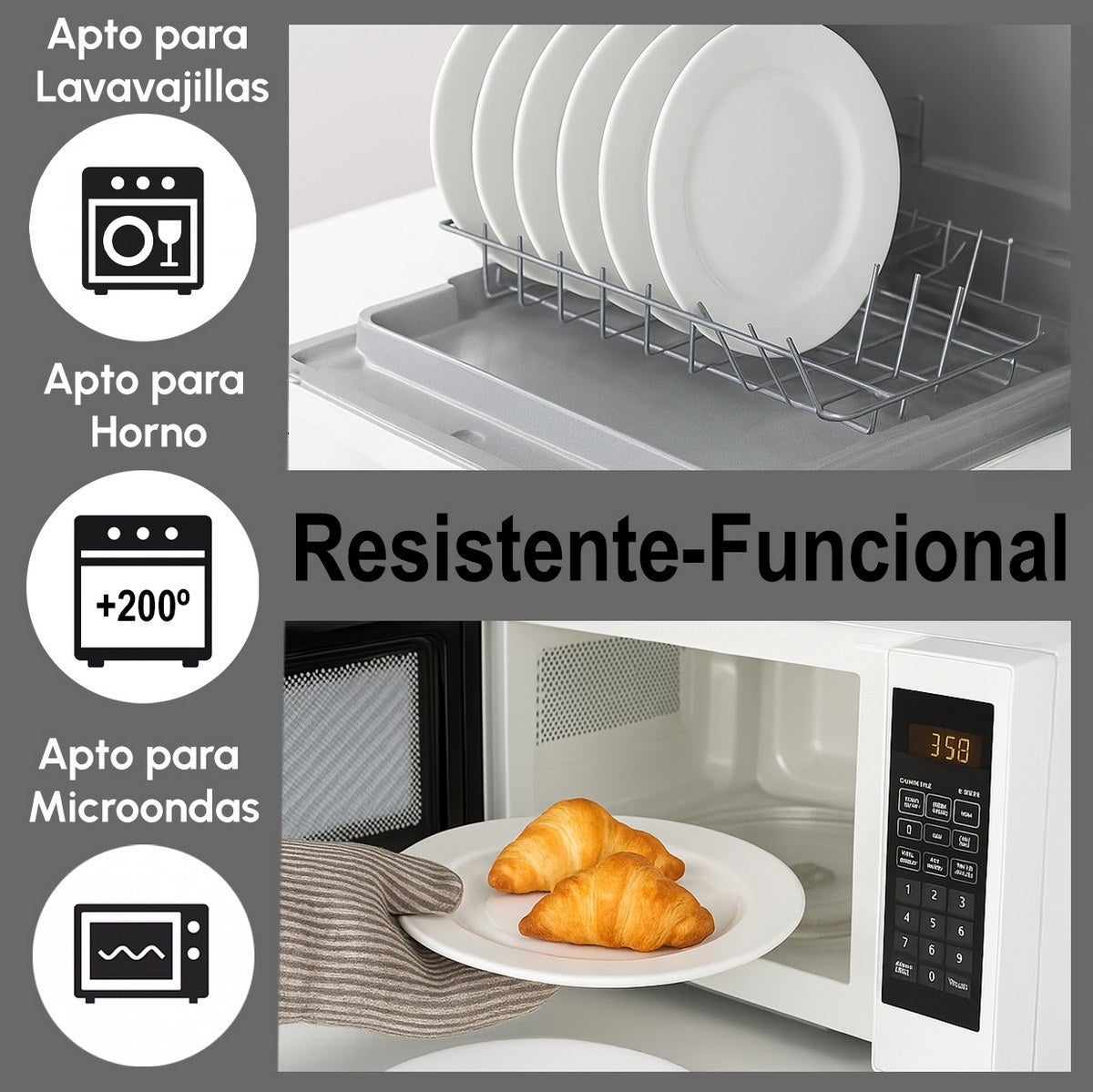 Set de 12 platos llanos blancos de porcelana de Ø 27 cm