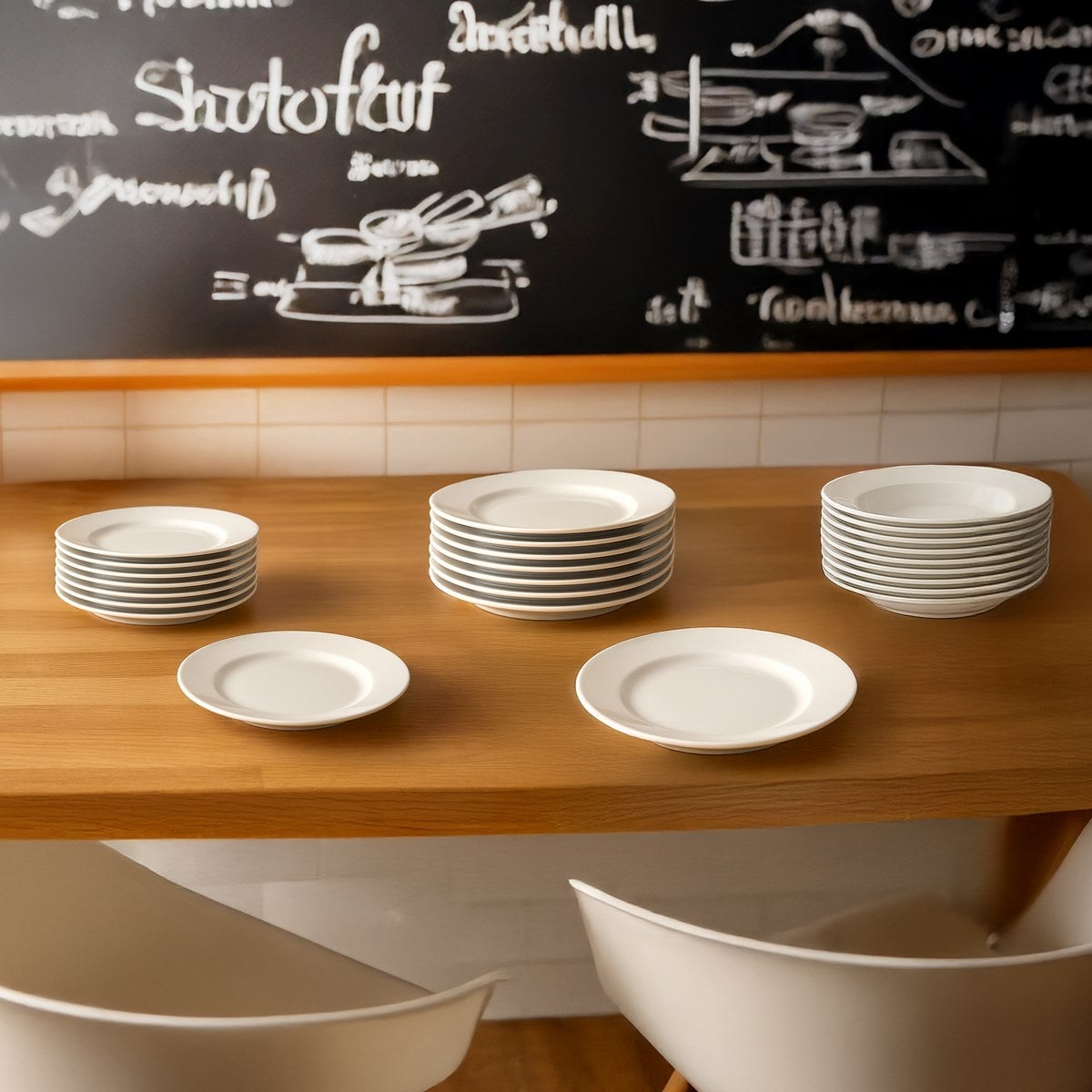 Set de 12 platos llanos blancos de porcelana de Ø 27 cm