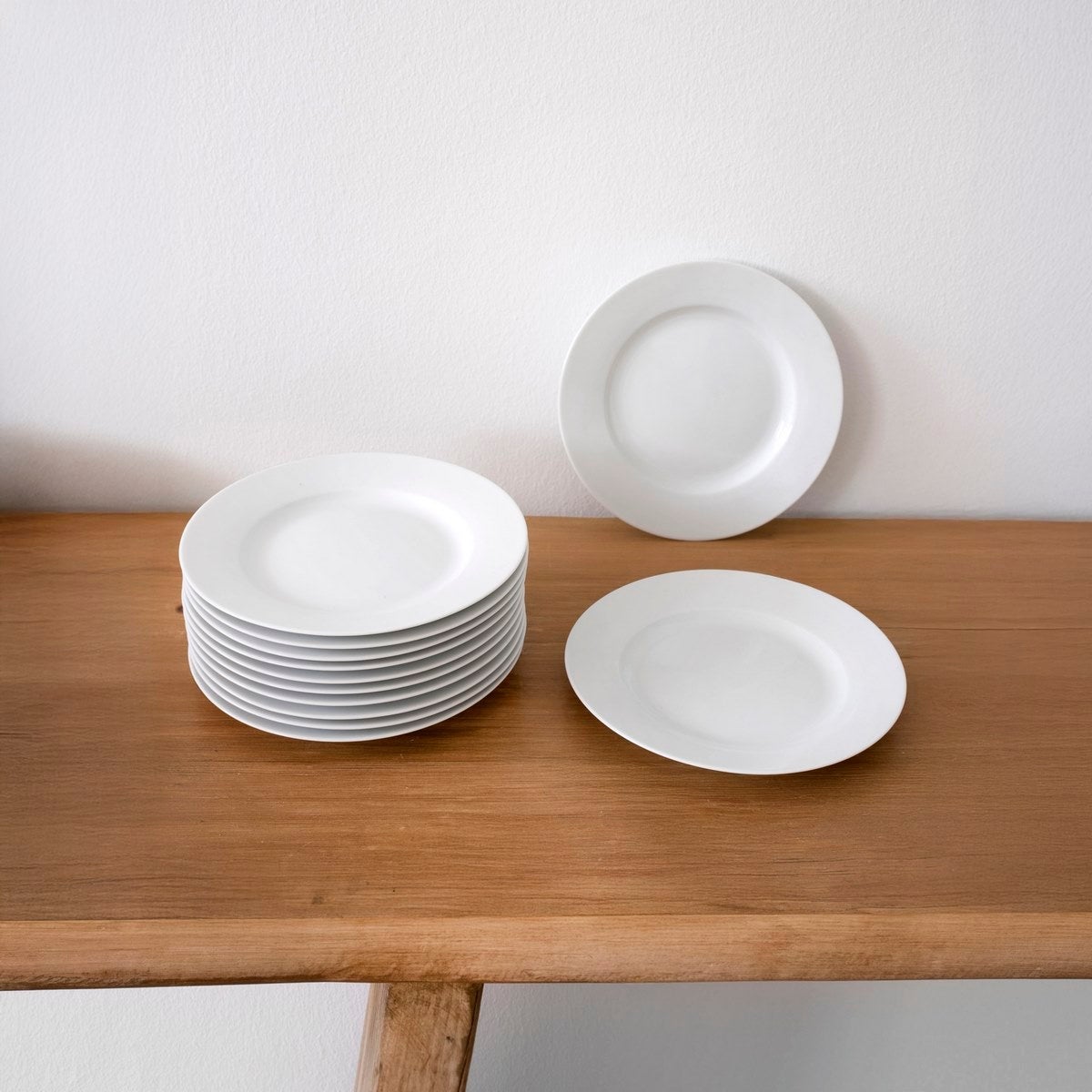 Set de 12 platos postre blancos de porcelana de Ø 19 cm