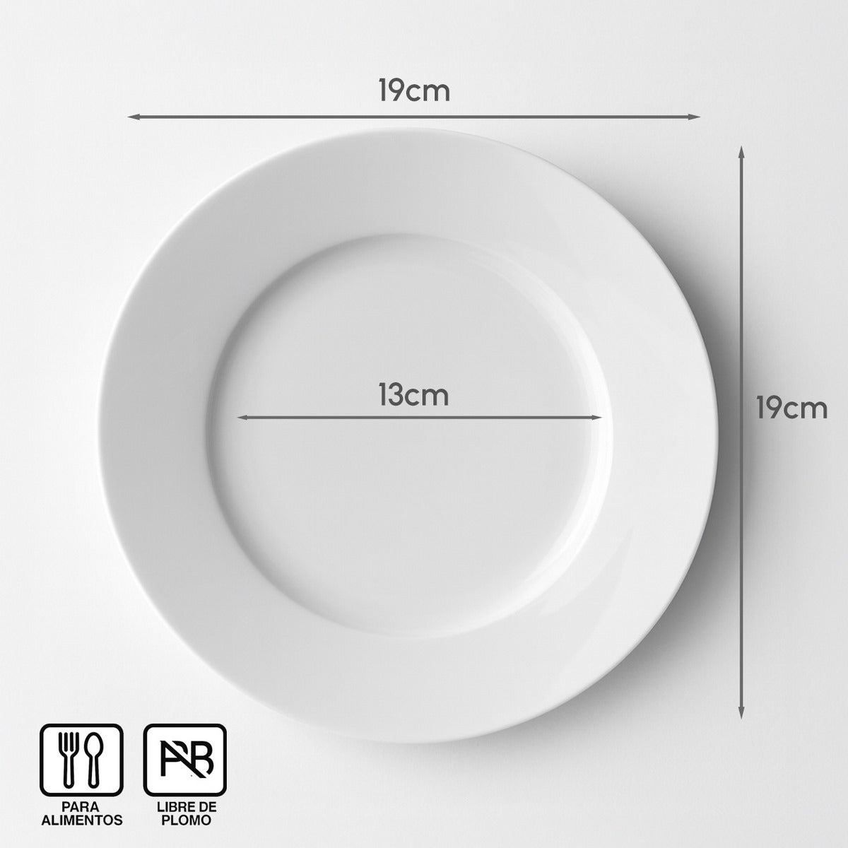 Set de 12 platos postre blancos de porcelana de Ø 19 cm