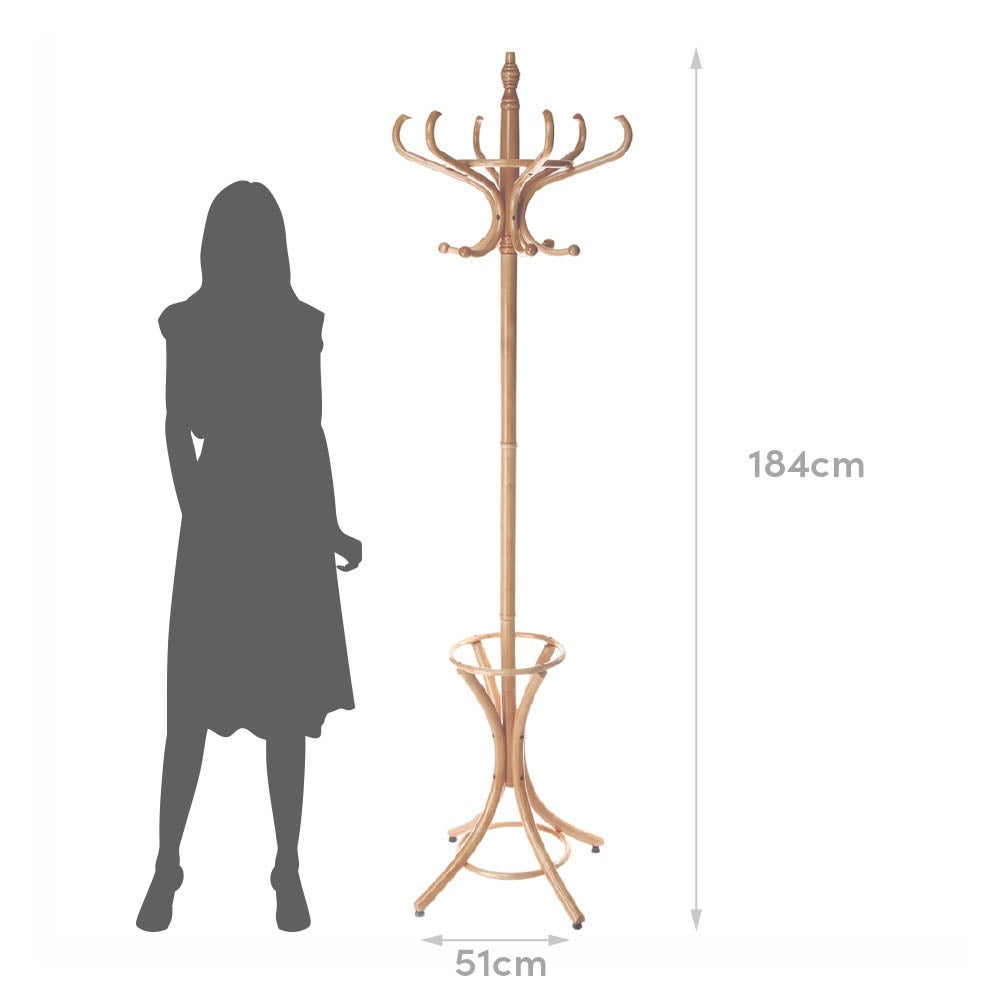 Perchero de pie de madera natural