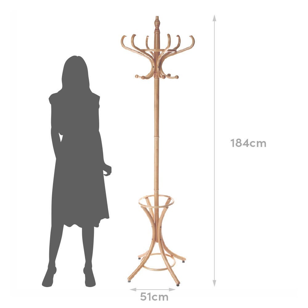 Perchero de pie de madera natural