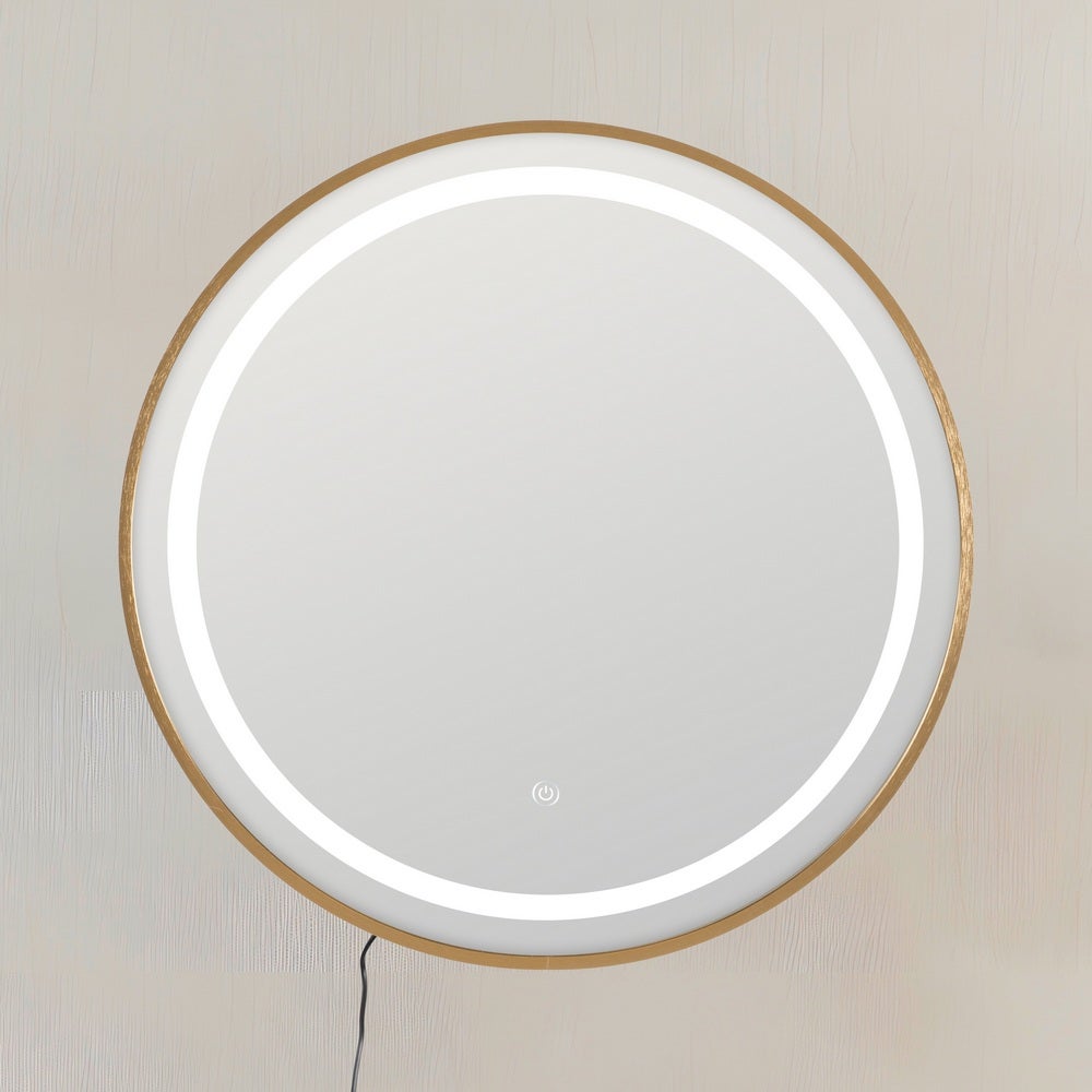 Espejo baño dorado con luz led de 60 cm