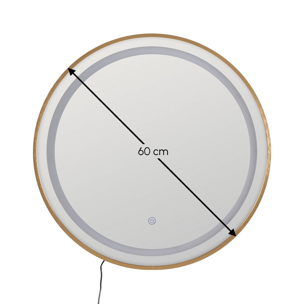 Espejo baño dorado con luz led de 60 cm