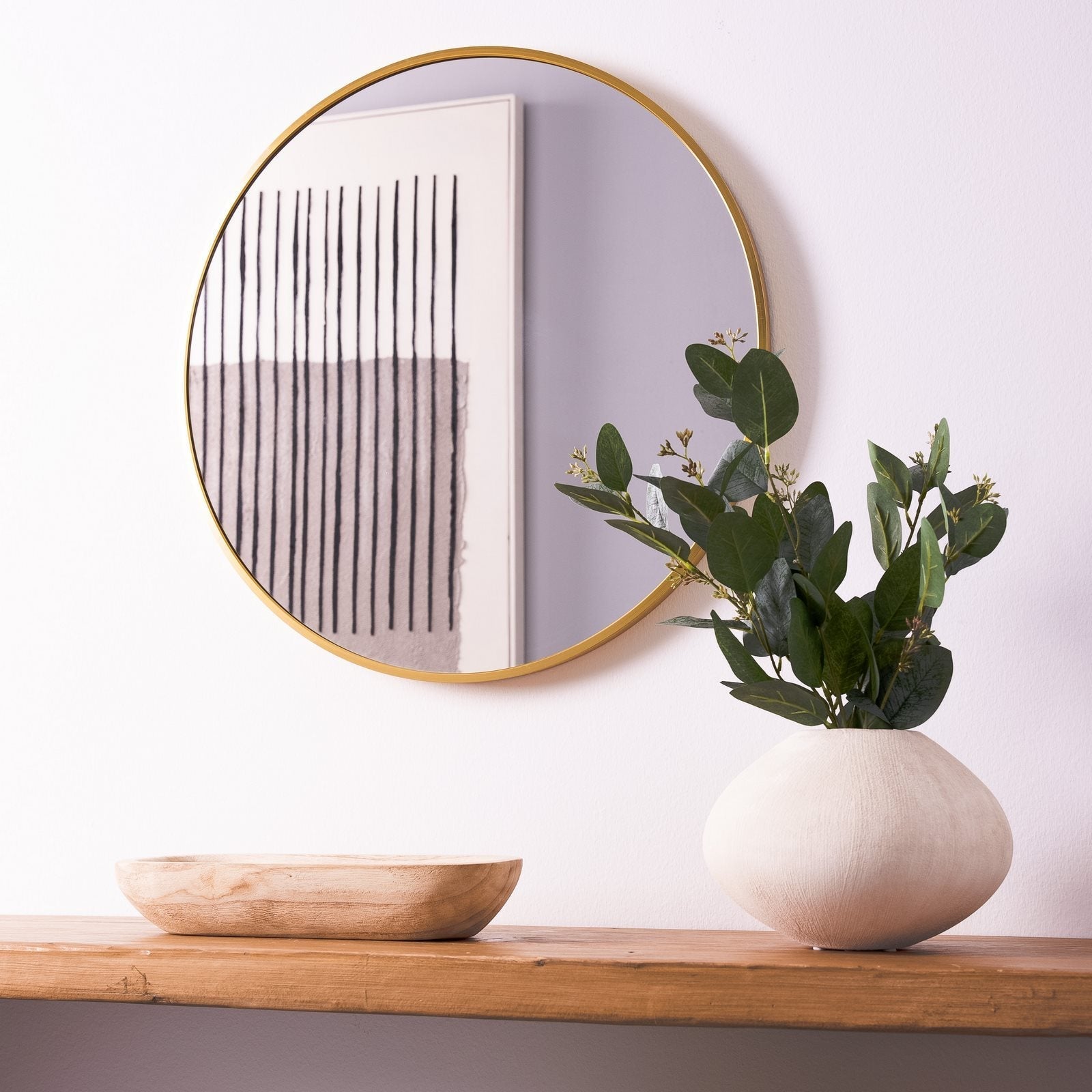 Espejo de pared redondo dorado de 60 cm