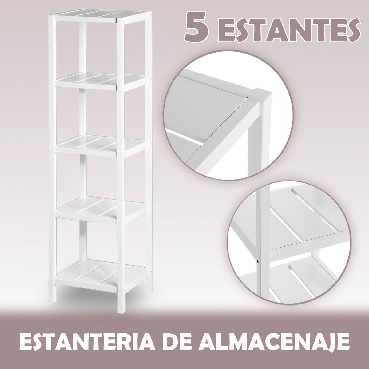 Estantería con 5 estantes laminados de 140 cm